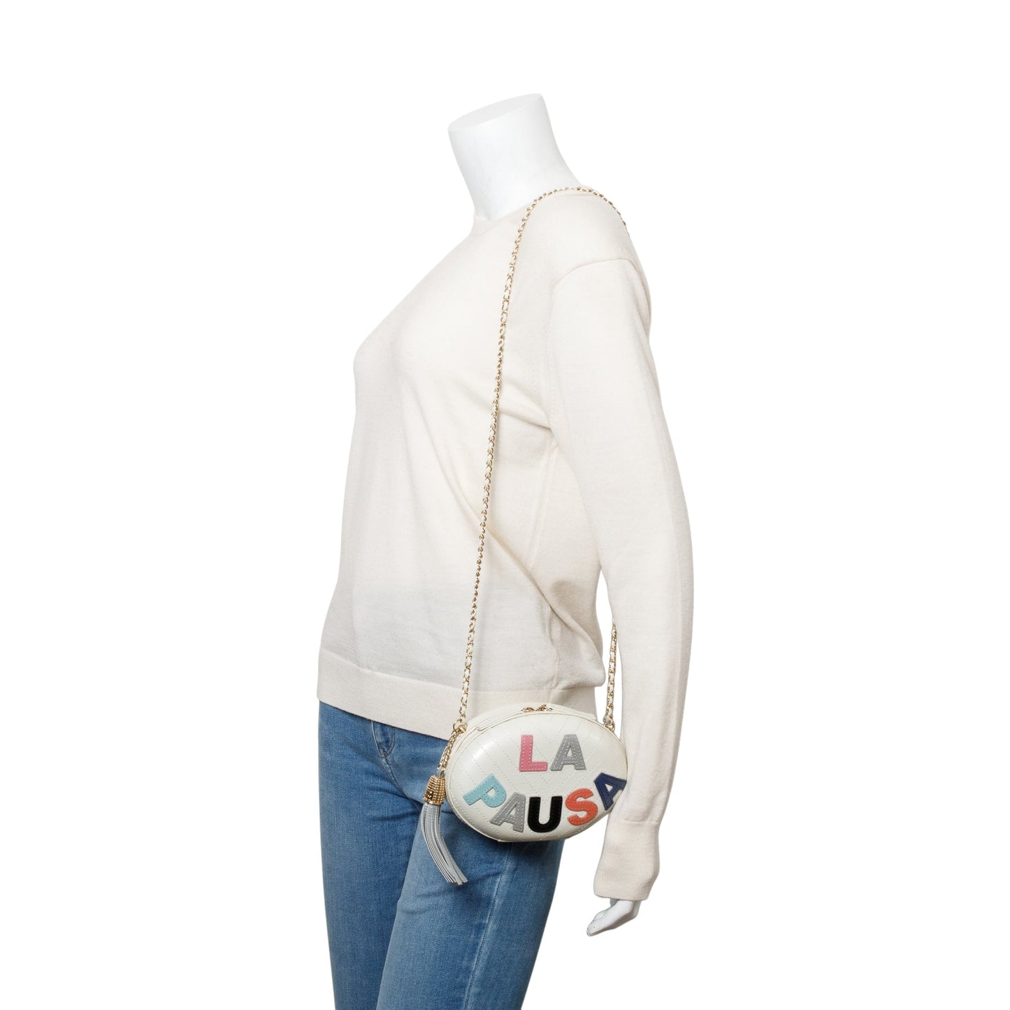 Chanel La Pausa Tassel Leather Calfskin White Multicolor Travel Bag
