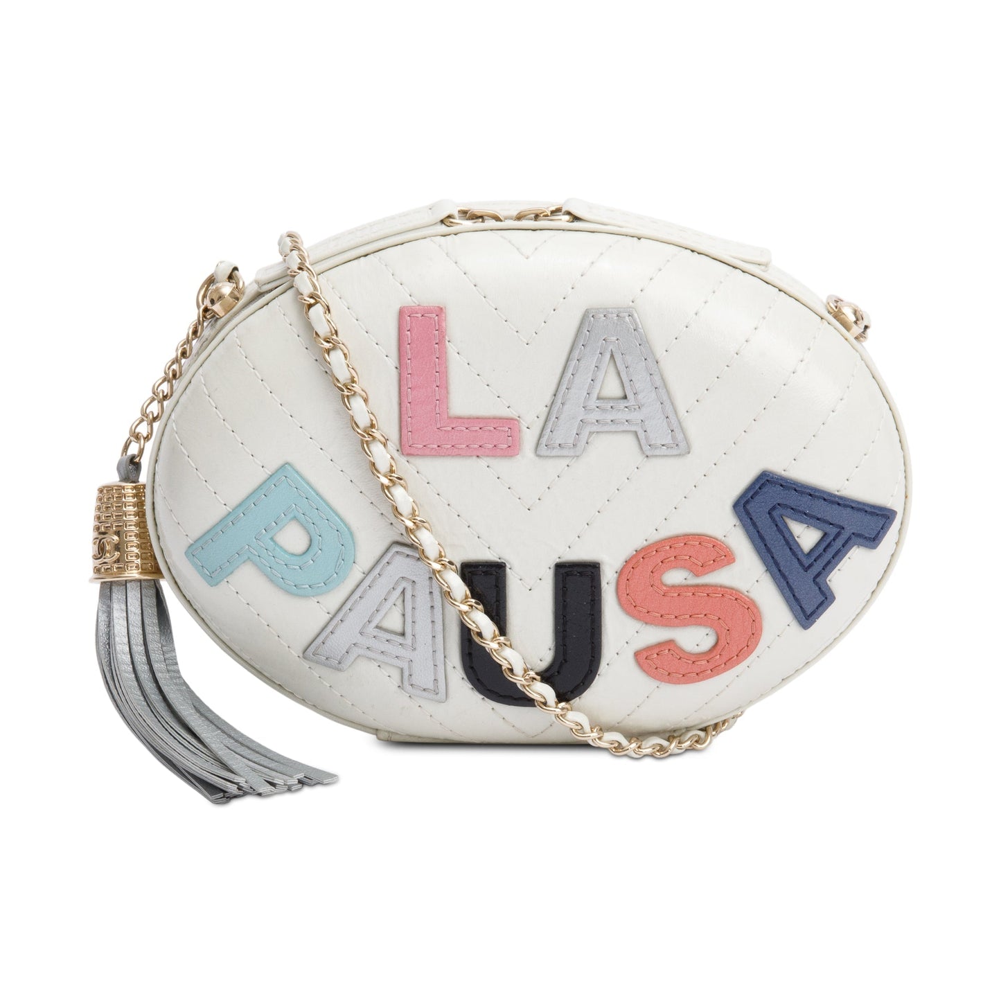Chanel La Pausa Tassel Leather Calfskin White Multicolor Travel Bag