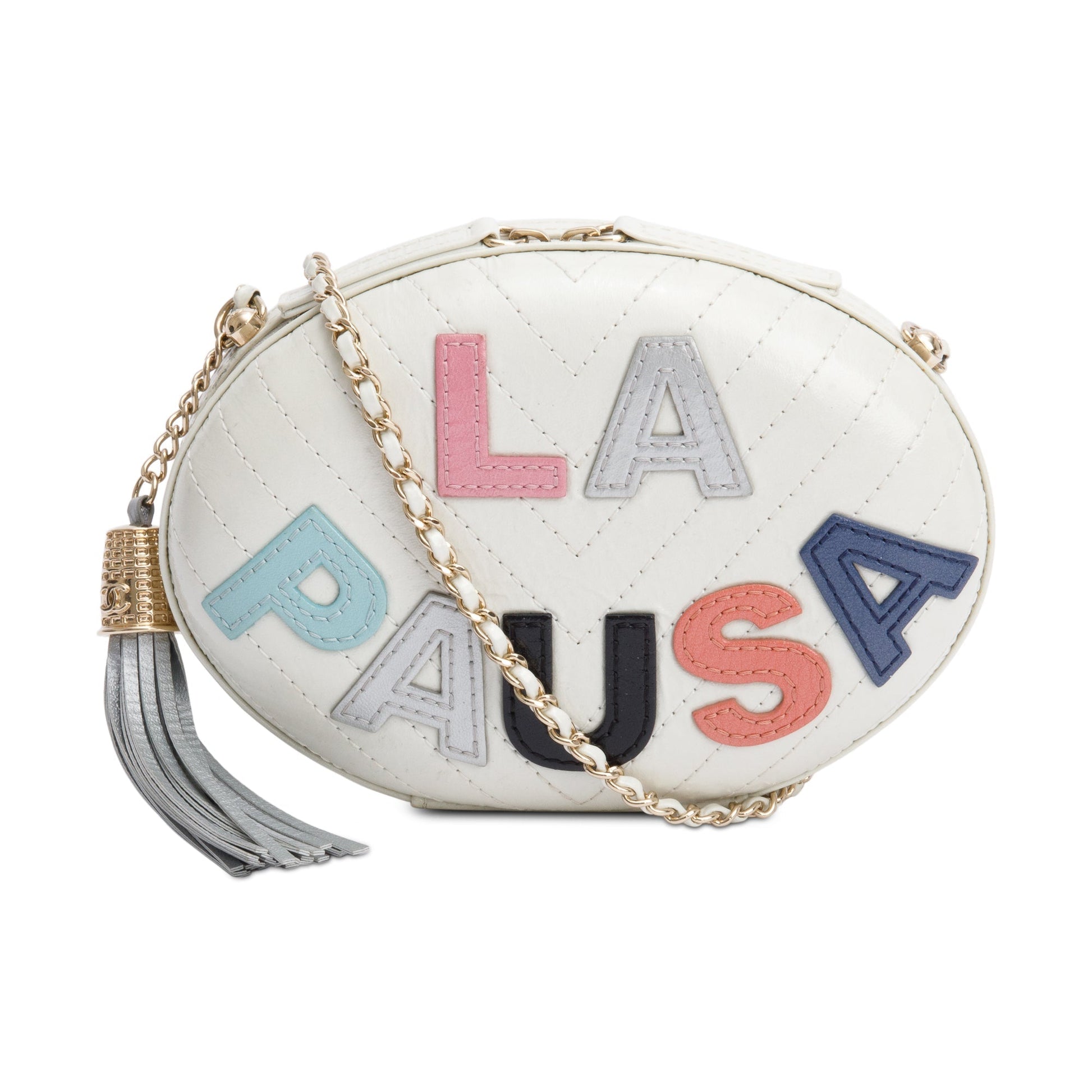 Chanel La Pausa Tassel Leather Calfskin White Multicolor Travel Bag