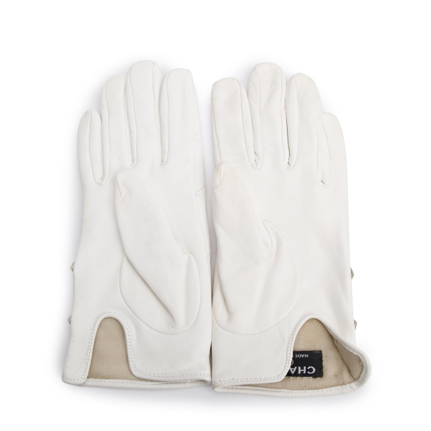 Chanel Quilted Interlocking CC Gloves Leather White Travel Bag