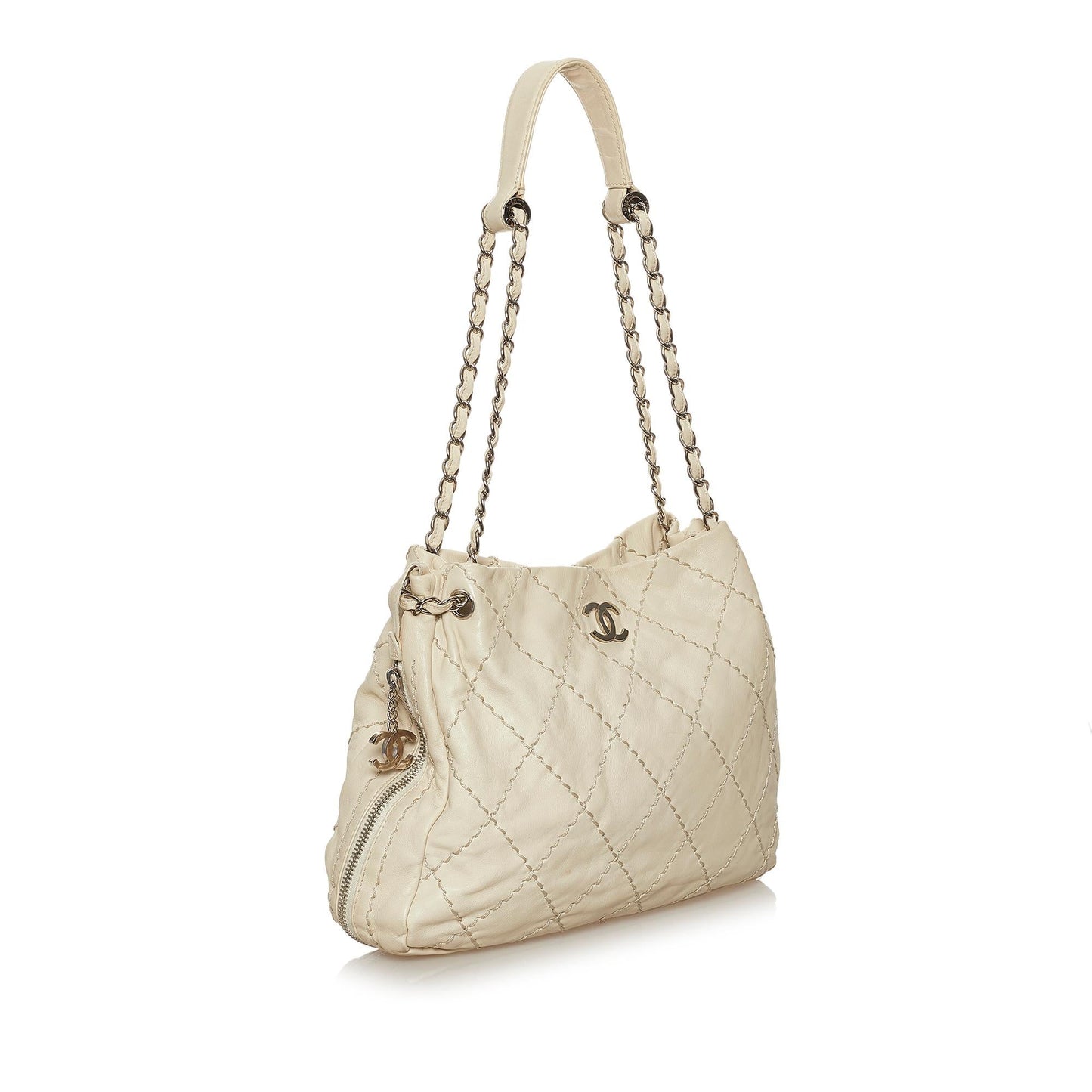Chanel Wild Stitch CC Lambskin SHG Leather Tote Bag