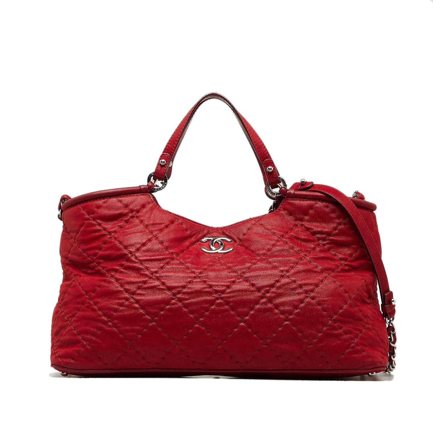 Chanel Wild Stitch CC Sea Hit Lambskin Leather Satchel Bag