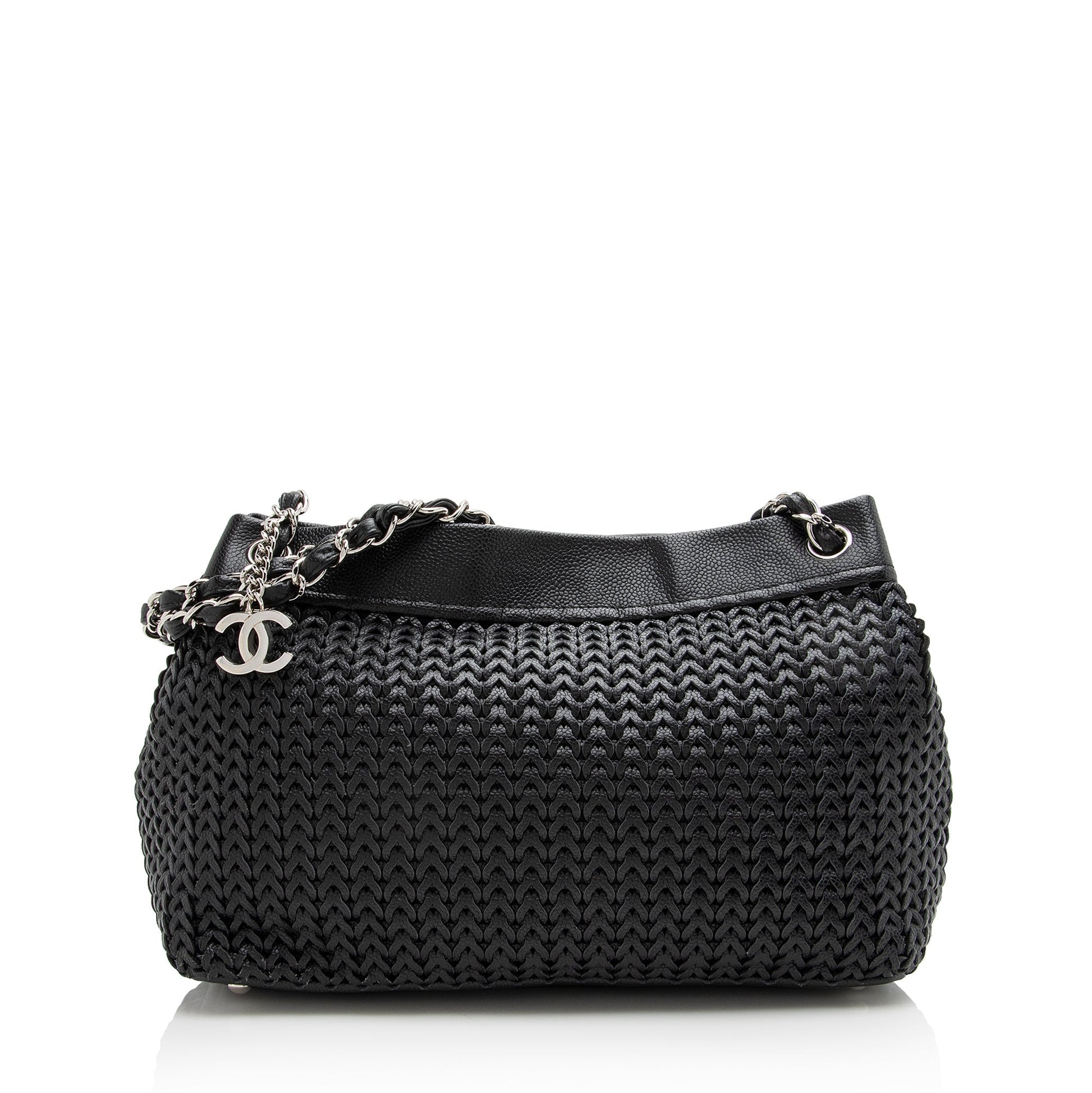 Chanel Woven Caviar CC Charm SHF Leather Key Chain