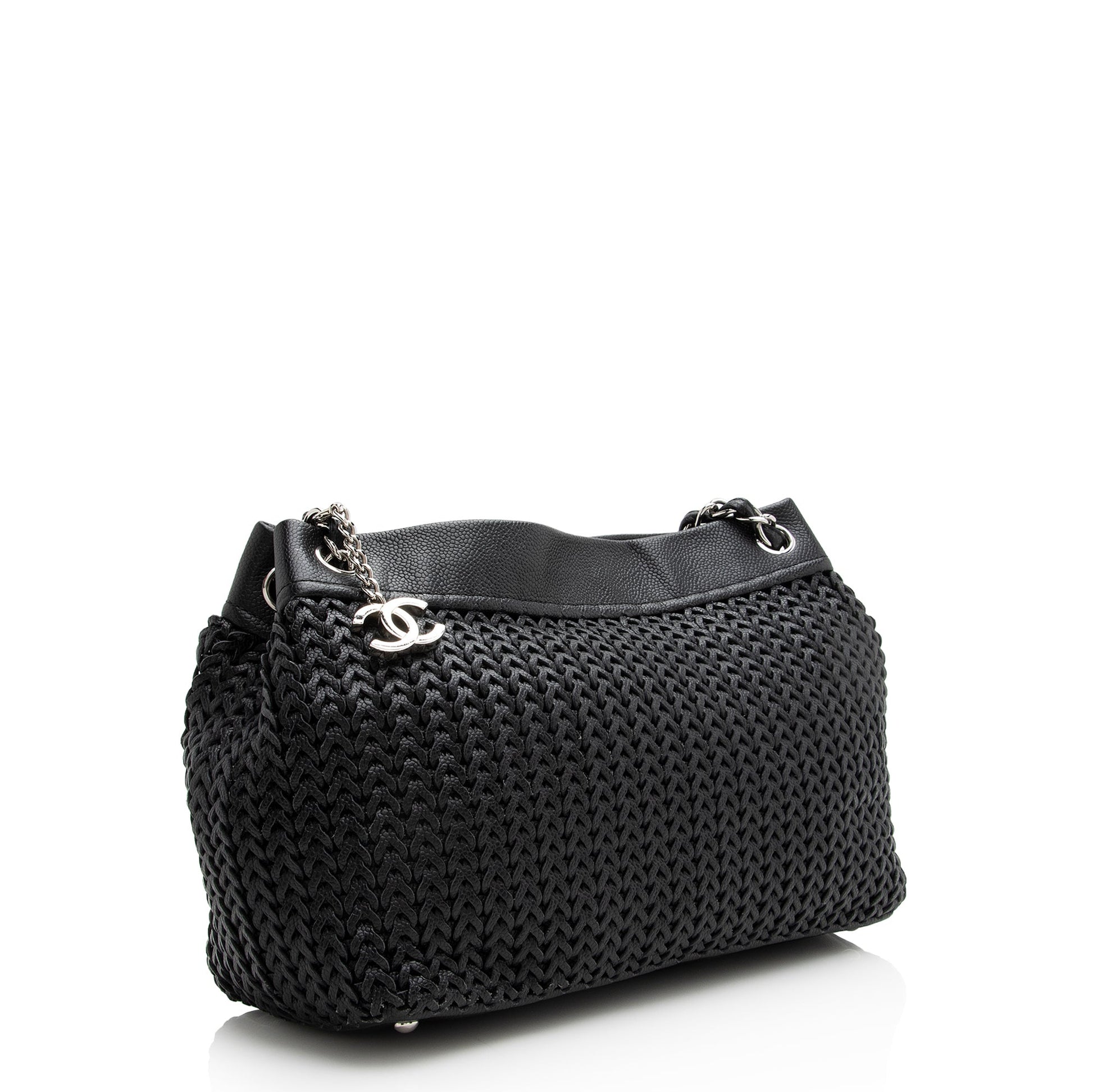 Chanel Woven Caviar CC Charm SHF Leather Key Chain