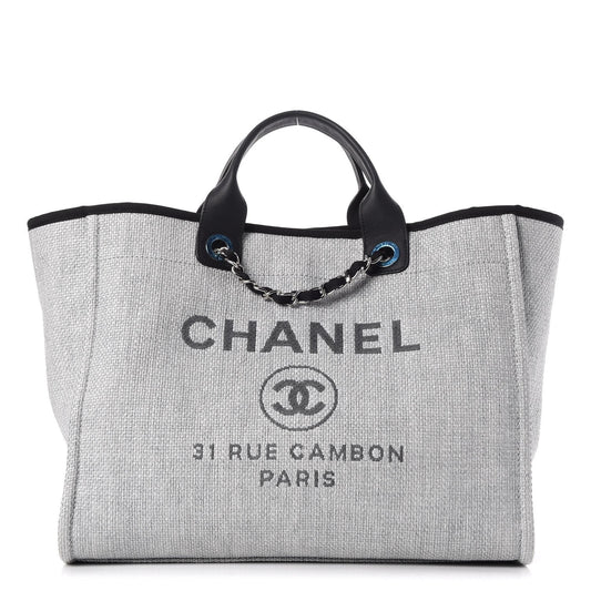 Chanel Woven Straw Raffia Deauville Tote Bag