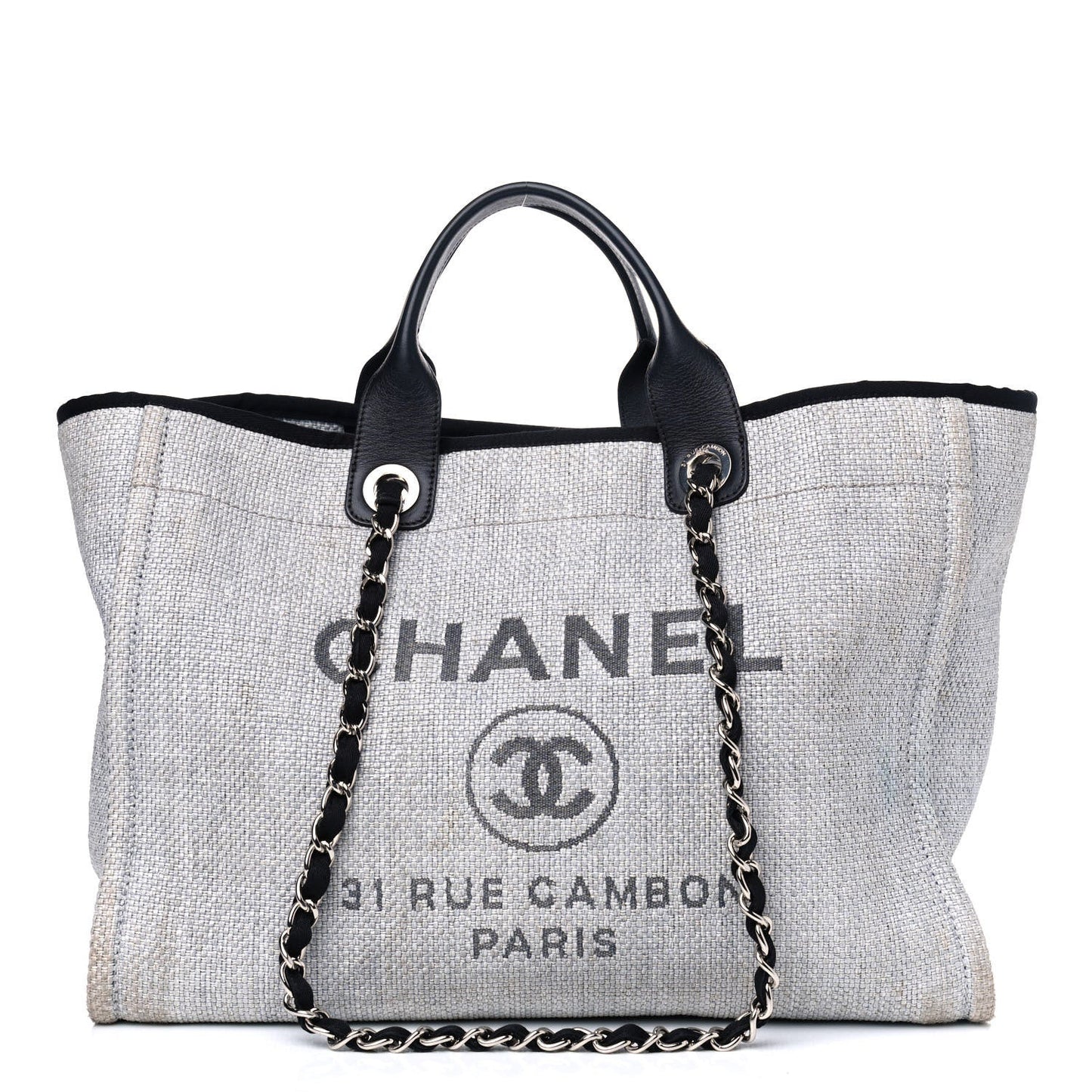 Chanel Woven Straw Raffia Deauville Tote Bag