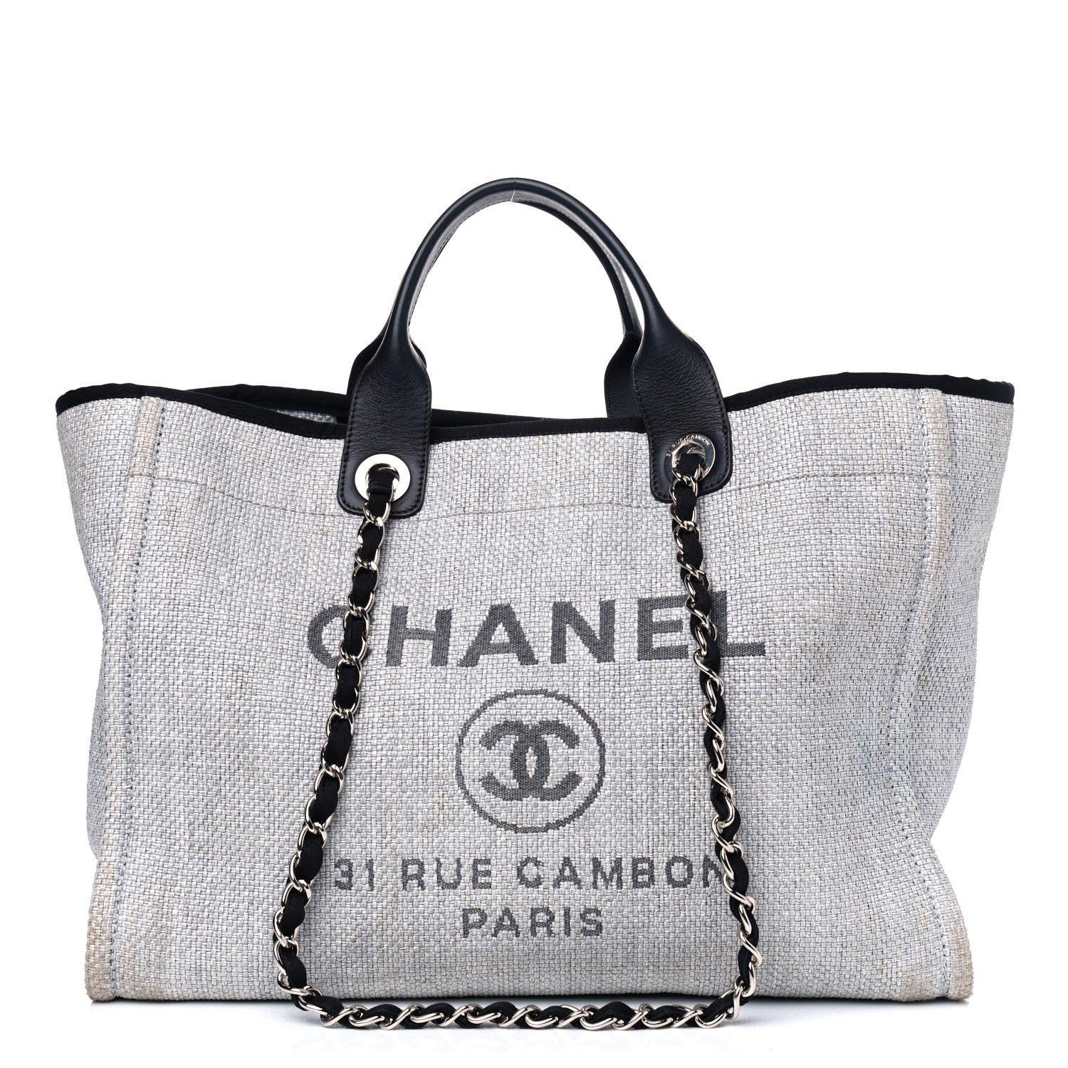 Chanel Woven Straw Raffia Deauville Tote Bag