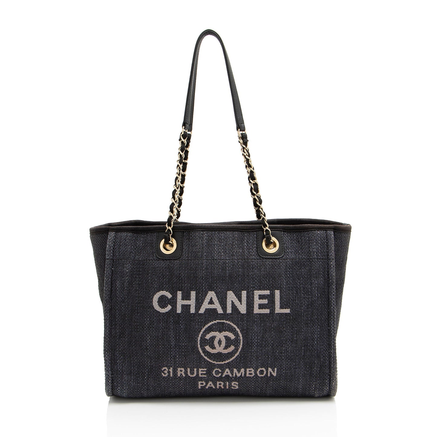 Chanel Woven Straw Deauville Small Tote Bag