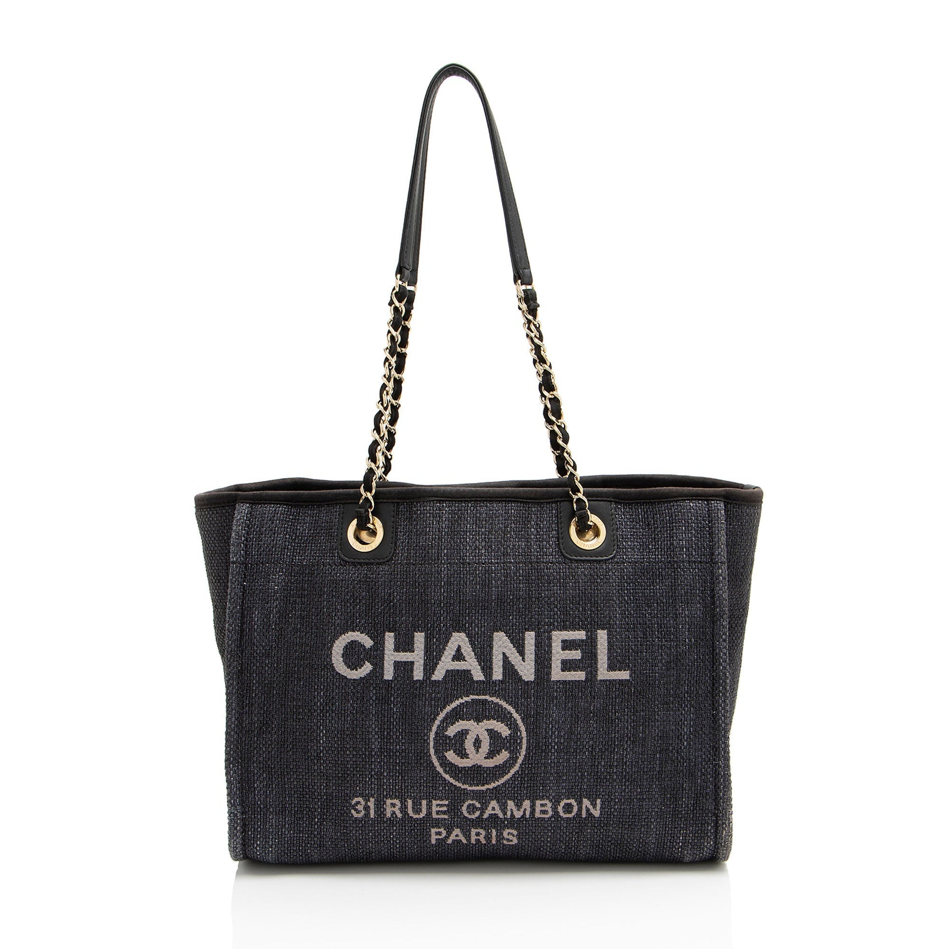 Chanel Woven Straw Deauville Small Tote Bag