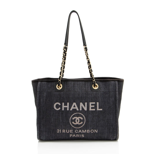 Chanel Woven Straw Deauville Small Tote Bag
