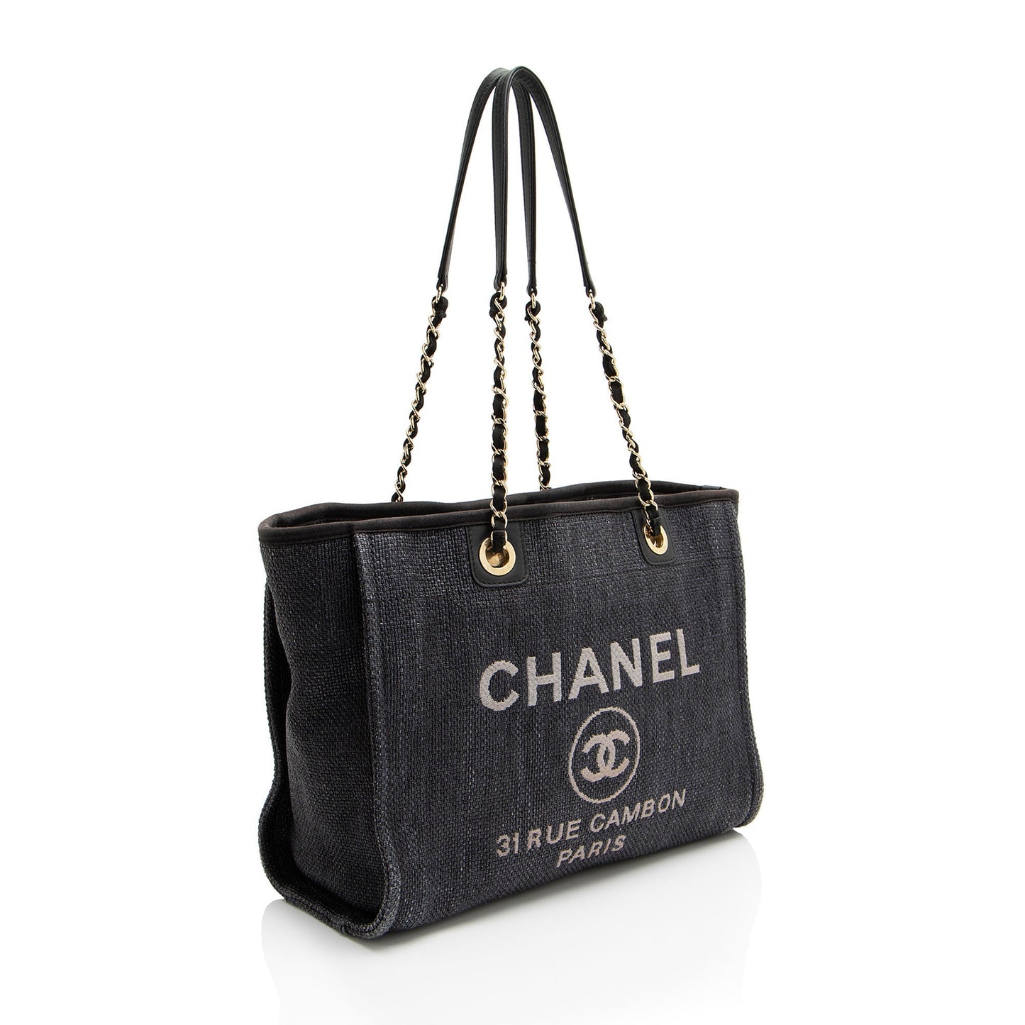 Chanel Woven Straw Deauville Small Tote Bag
