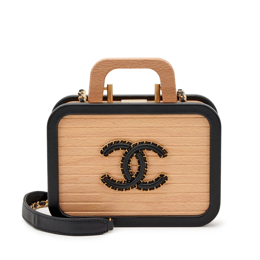 Chanel Beech Wood & Lambskin Cc Vanity Case Shoulder Bag