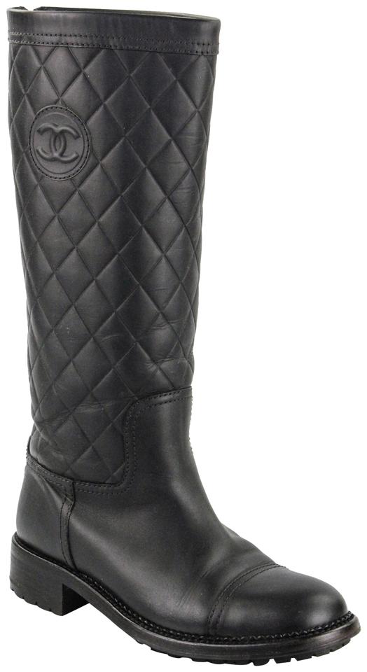 Chanel CC Quilted Leather Knee High Riding Boots for Women