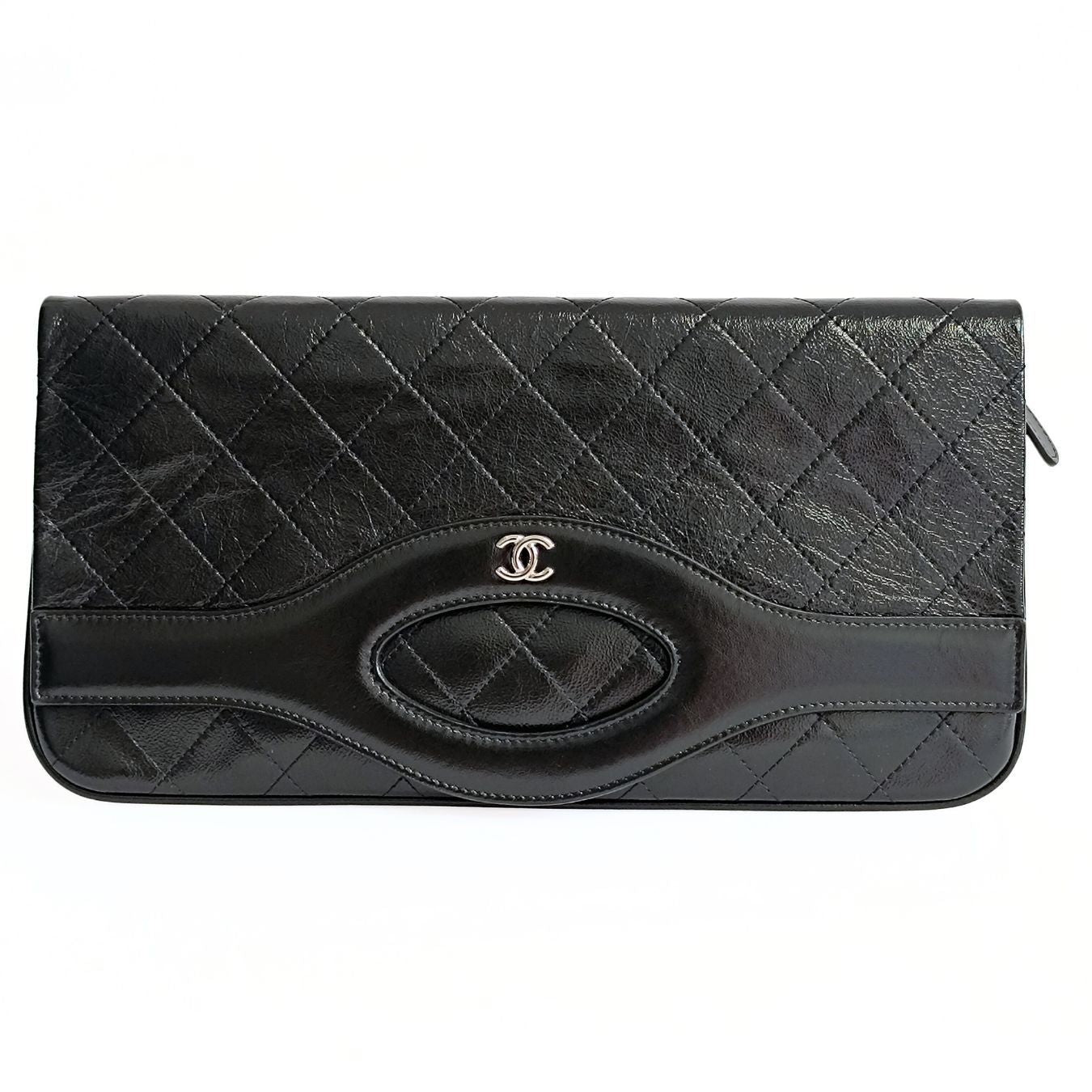 Chanel Chanel Chanel Clutch handbag in matelasse black leather