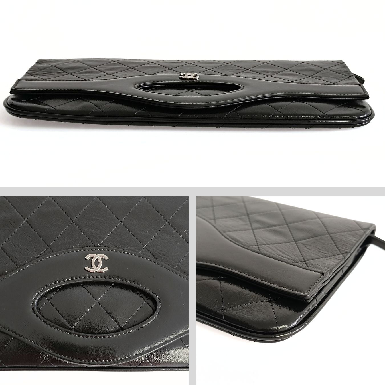 Chanel Chanel Chanel Clutch handbag in matelasse black leather