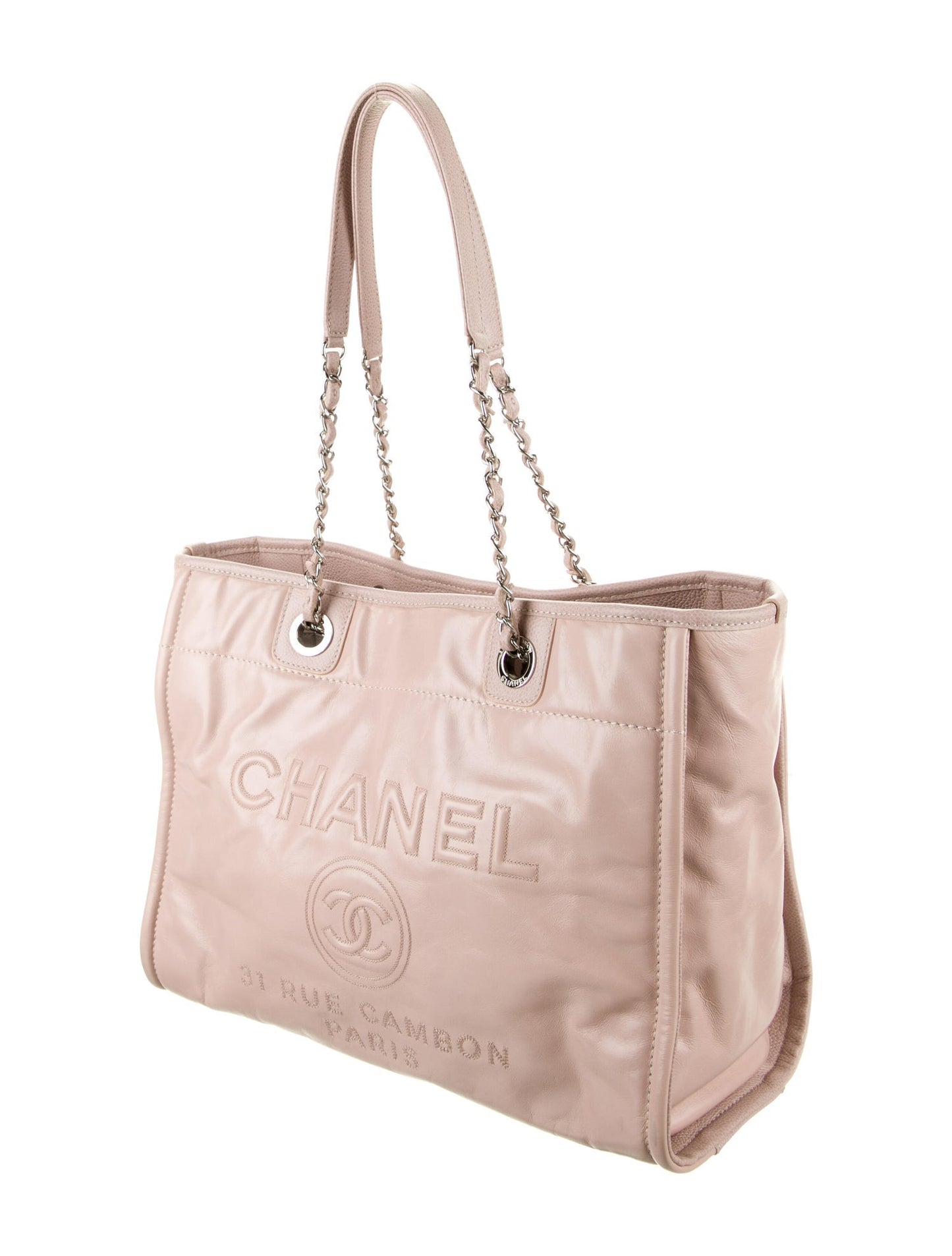 Chanel GLAZED CALFSKIN Pink Leather Tote Bag