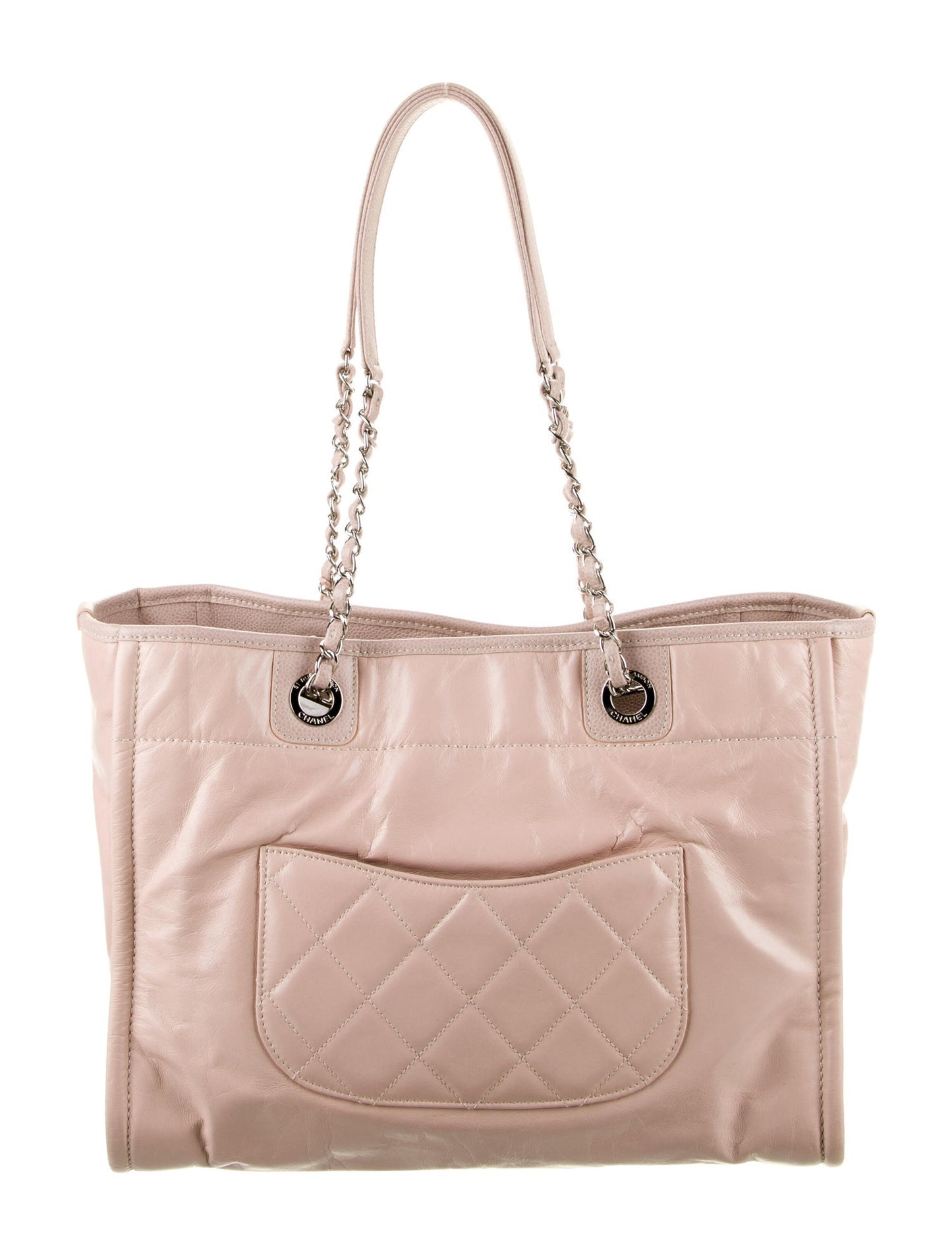 Chanel GLAZED CALFSKIN Pink Leather Tote Bag