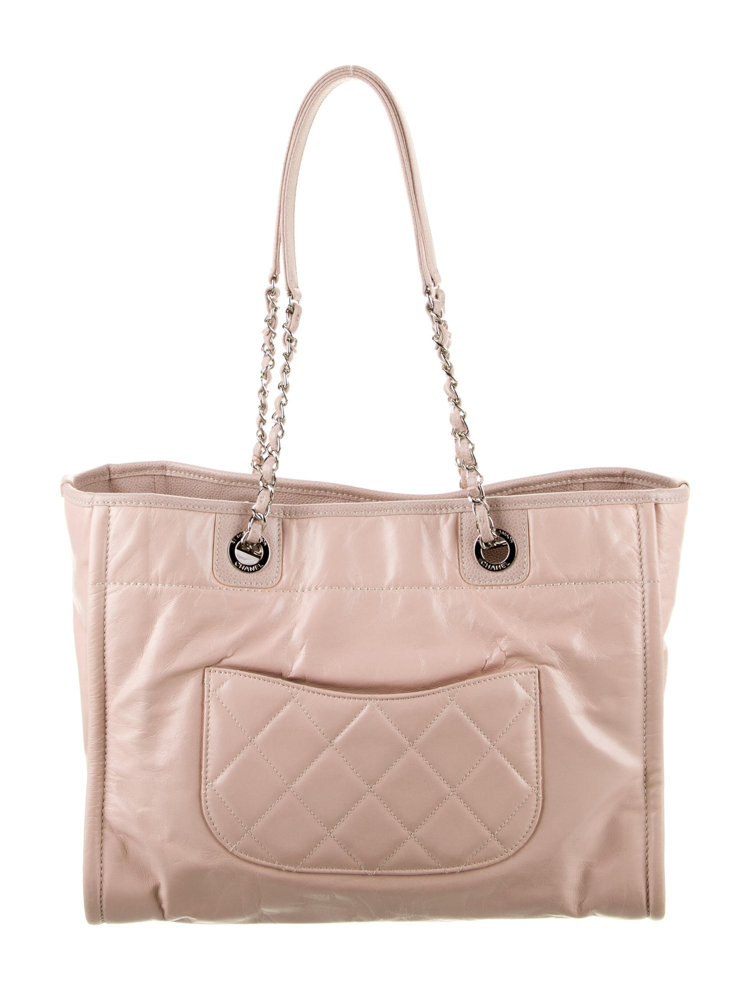 Chanel GLAZED CALFSKIN Pink Leather Tote Bag