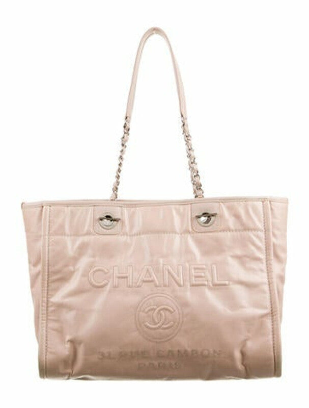 Chanel GLAZED CALFSKIN Pink Leather Tote Bag