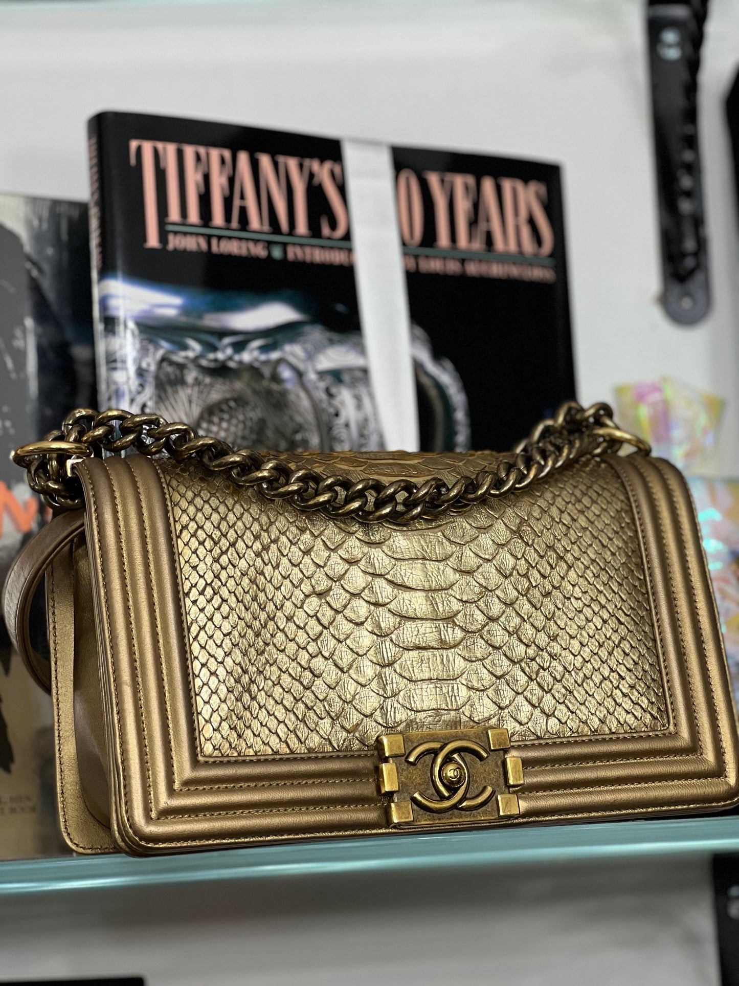 Chanel FLAP Gold Leather Shoulder Bag