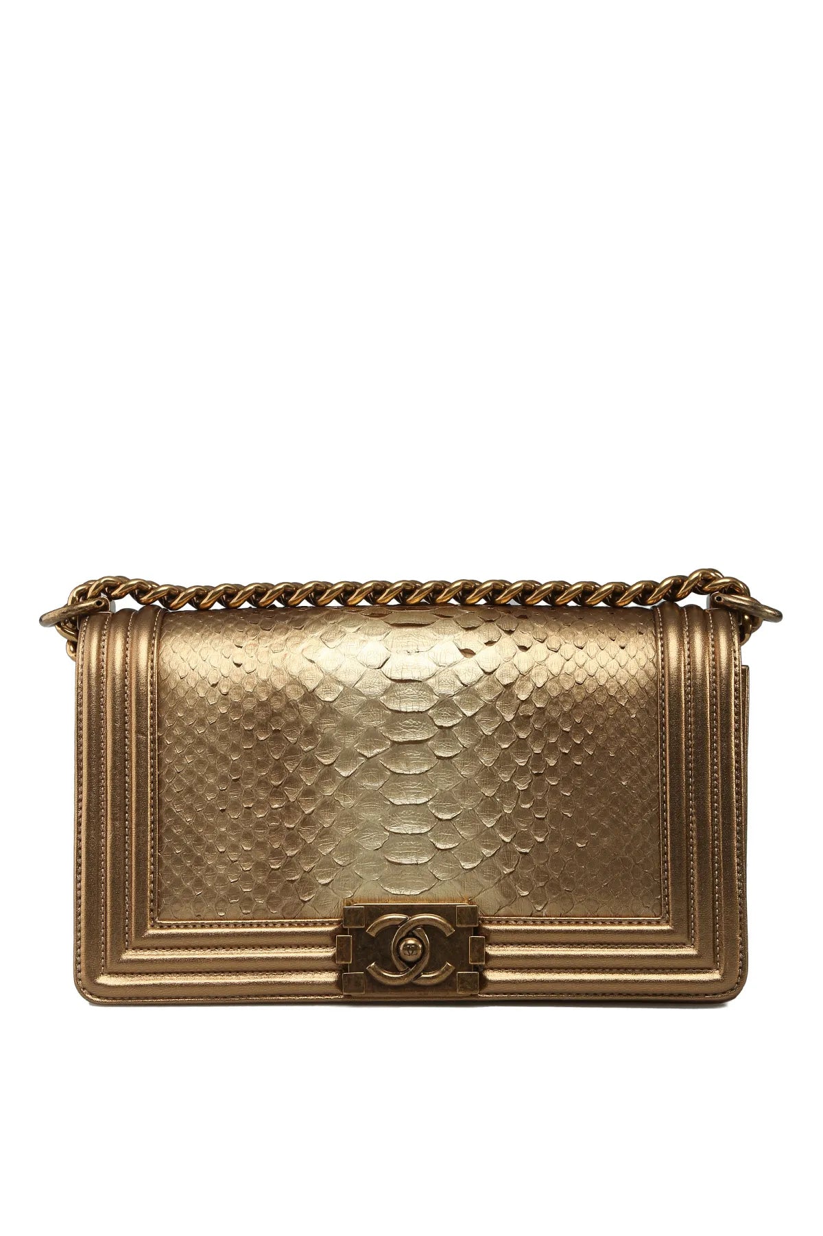 Chanel FLAP Gold Leather Shoulder Bag