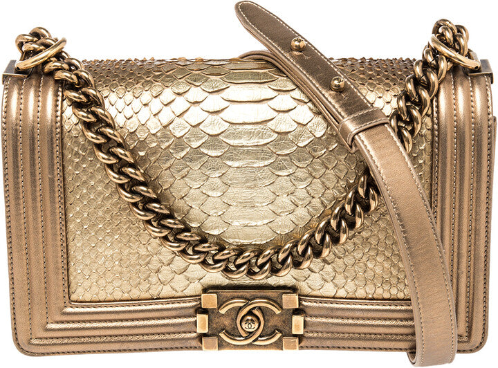 Chanel FLAP Gold Leather Shoulder Bag