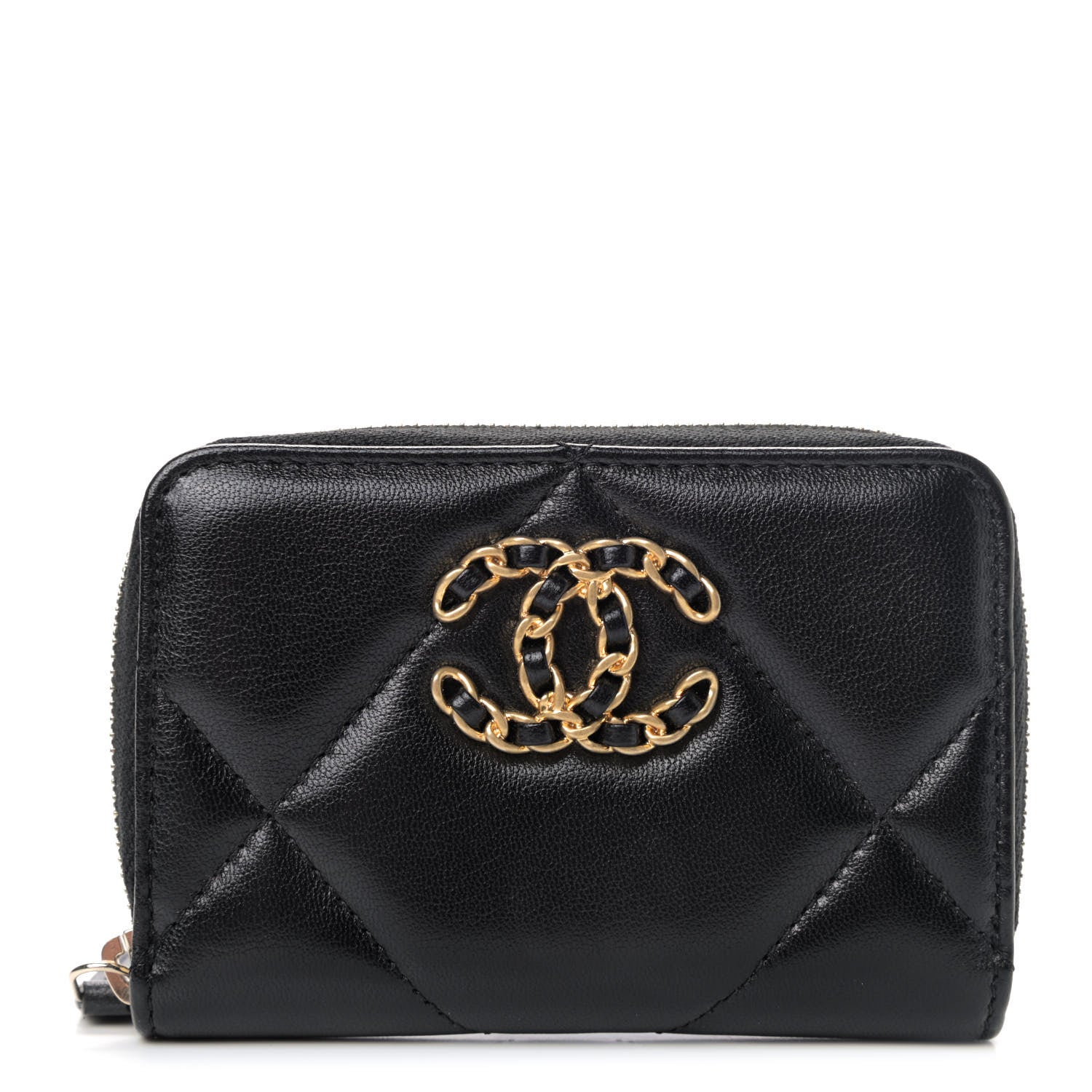 Chanel Quilted Lambskin 19 Zip-Around Coin Purse Wallet Case