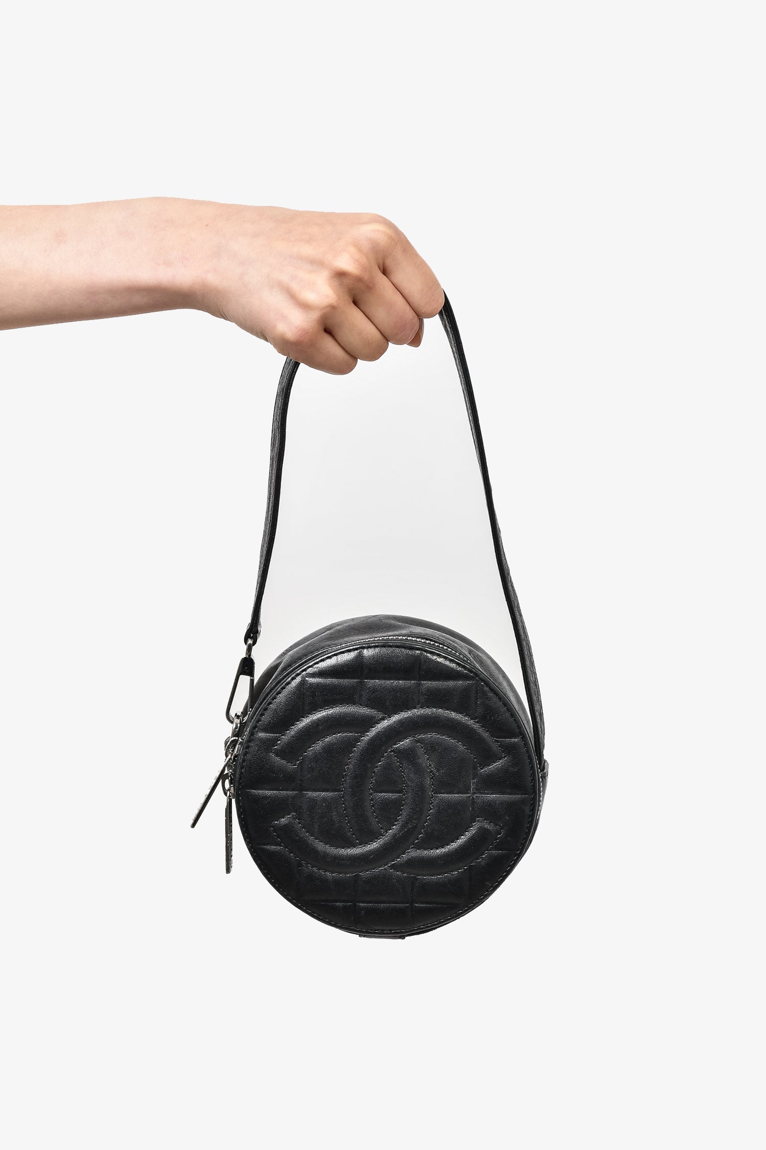 Chanel™ Black Leather Round Cc Shoulder Bag