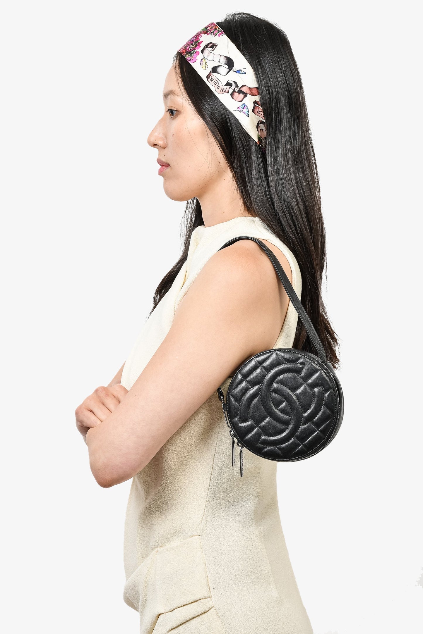 Chanel™ Black Leather Round Cc Shoulder Bag