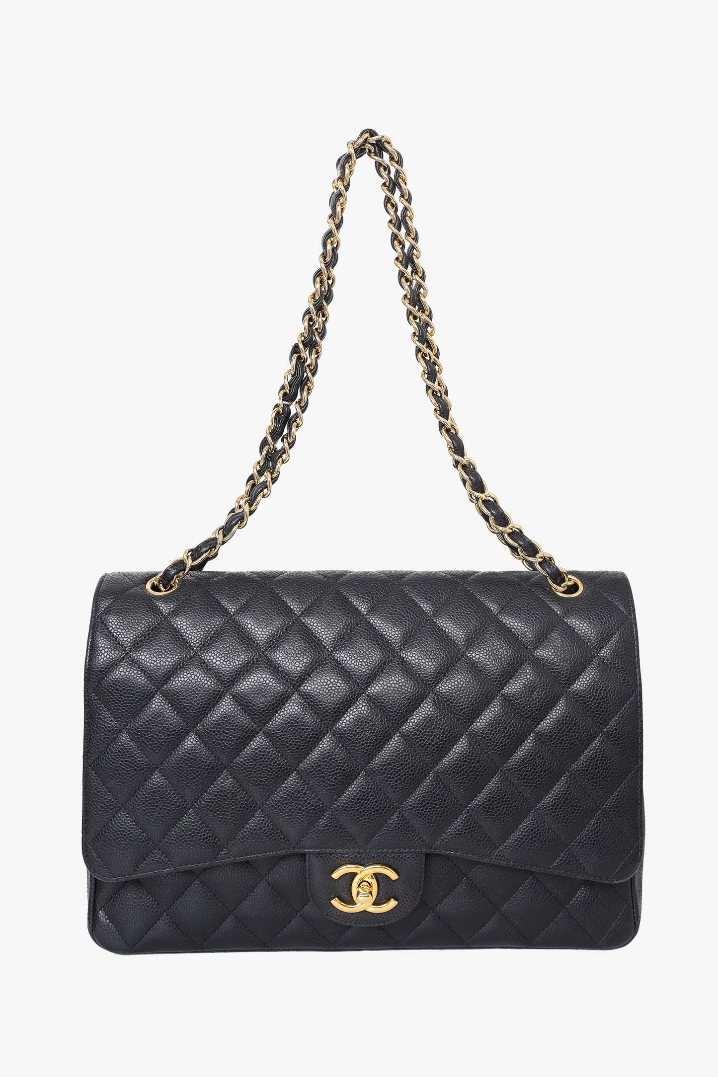 Chaneltm 2017 Black Caviar Leather Maxi Double Flap Bag