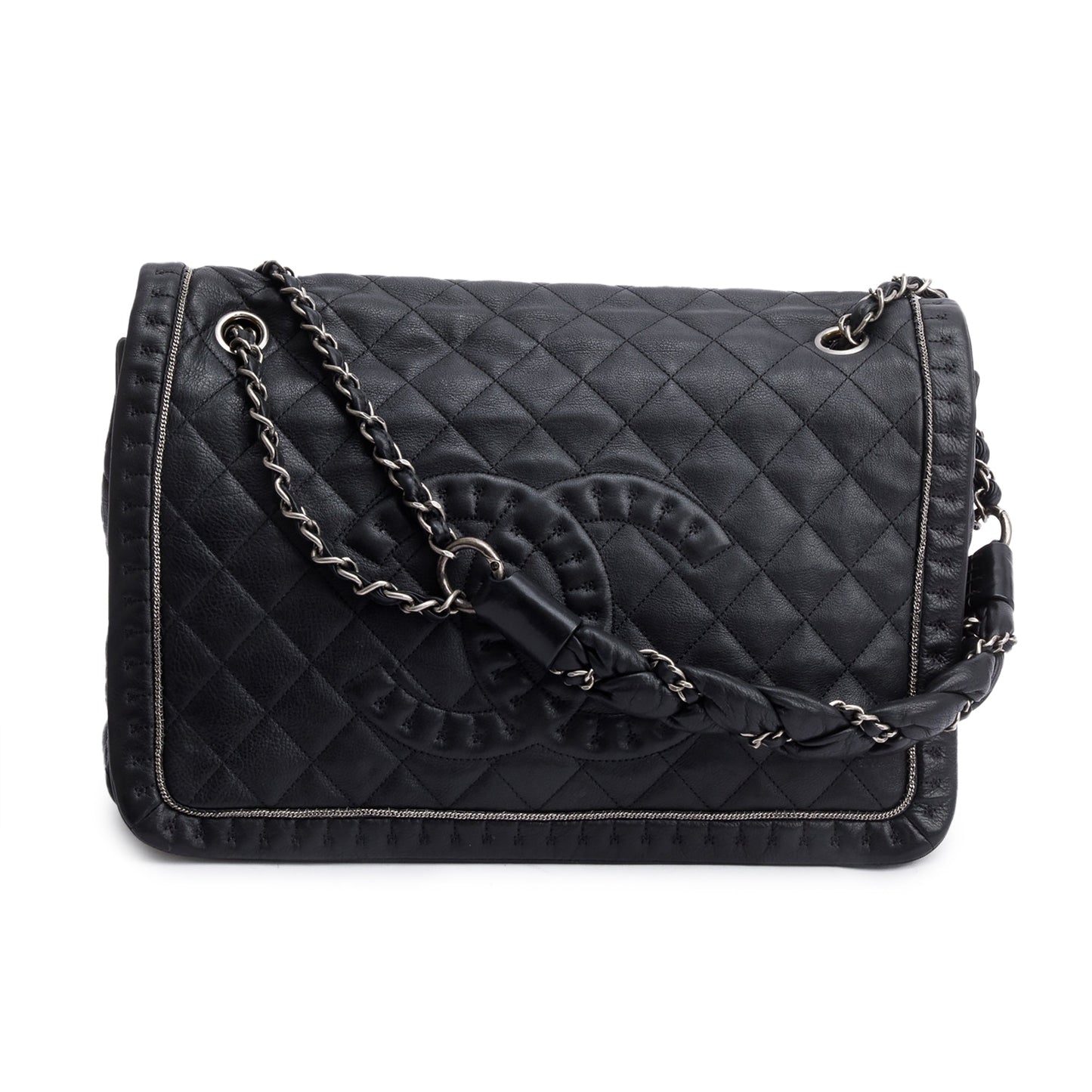 Chanel Caviar Istanbul Flap Leather Black Travel Bag