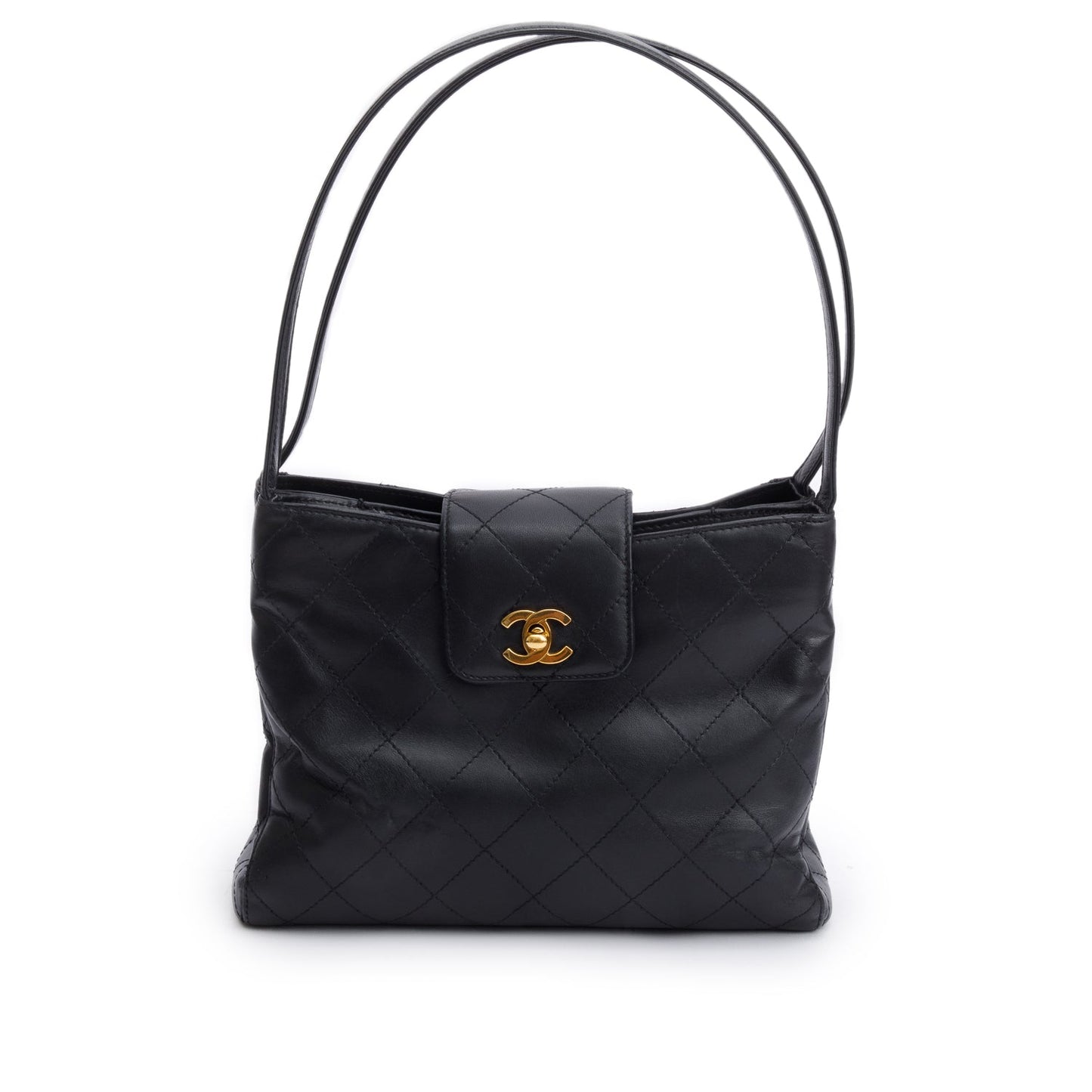 Chanel Quilted CC Leather Calfskin Black Travel Bag Shoulder Bag
