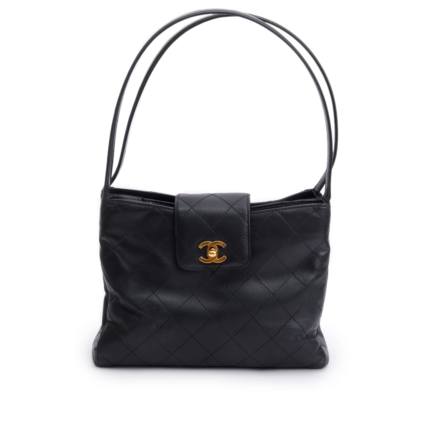Chanel Quilted CC Leather Calfskin Black Travel Bag Shoulder Bag