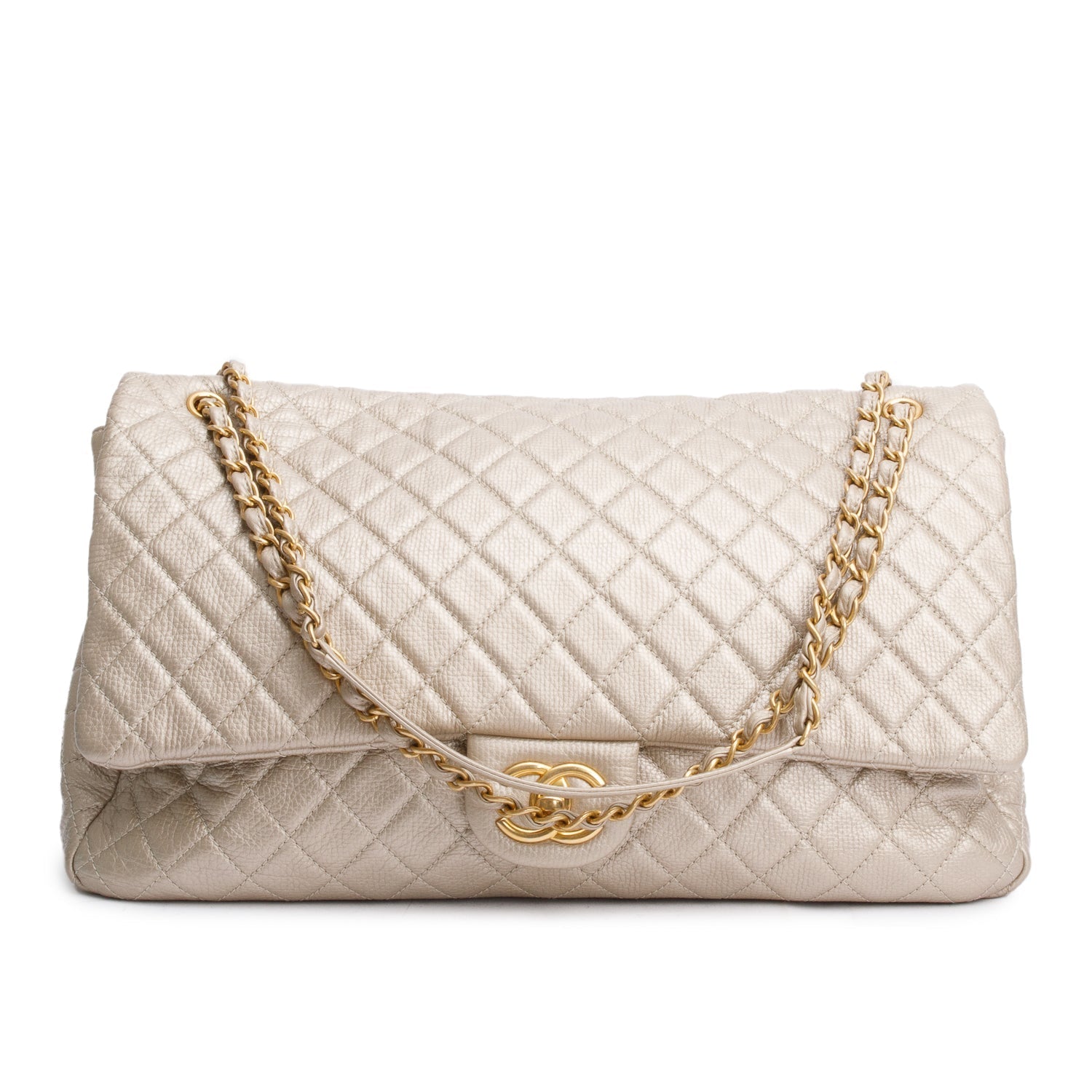 Chanel XL Airline Flap Leather Calfskin Gold Travel Bag