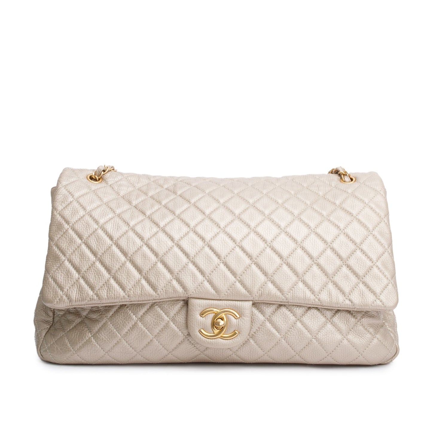 Chanel XL Airline Flap Leather Calfskin Gold Travel Bag