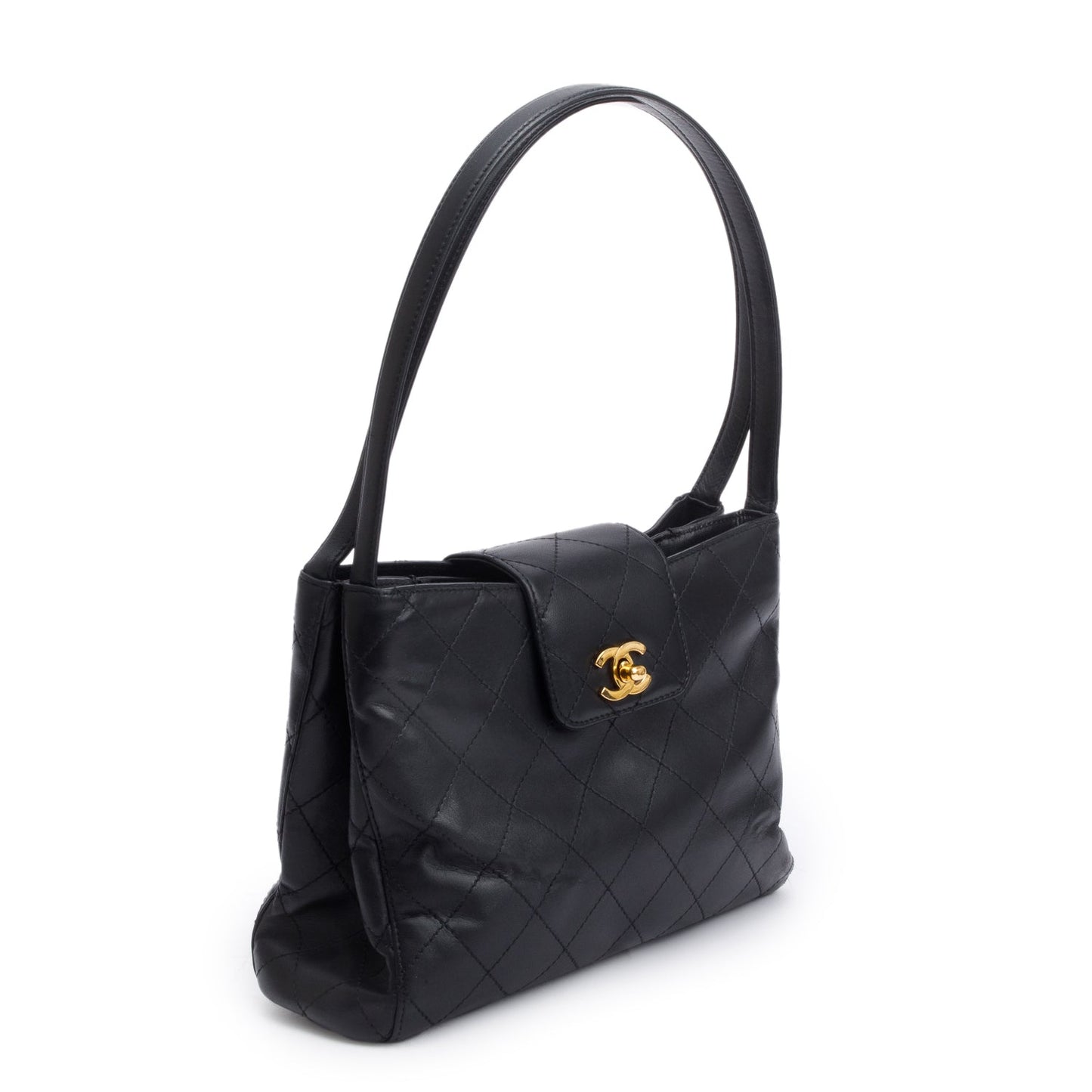 Chanel Quilted CC Leather Calfskin Black Travel Bag Shoulder Bag
