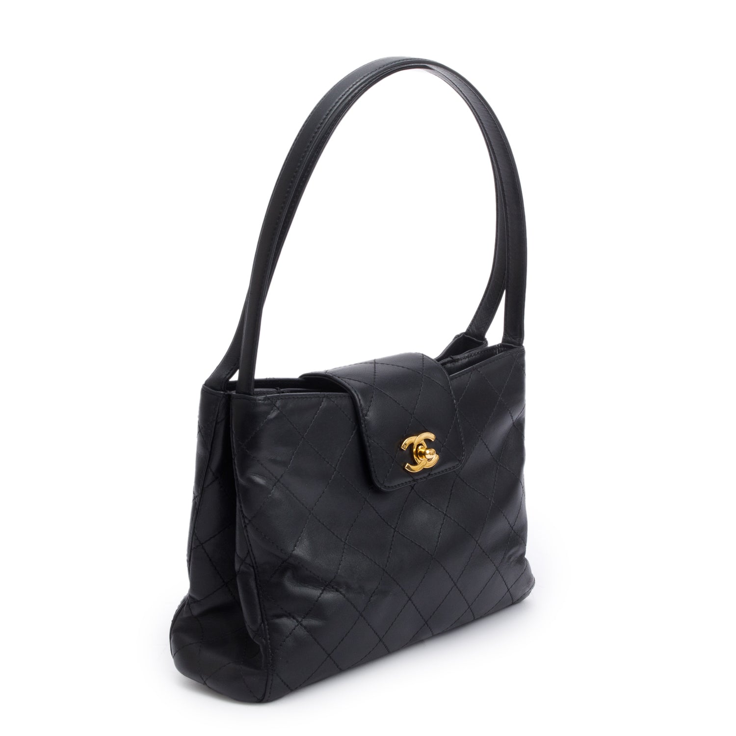 Chanel Quilted CC Leather Calfskin Black Travel Bag Shoulder Bag