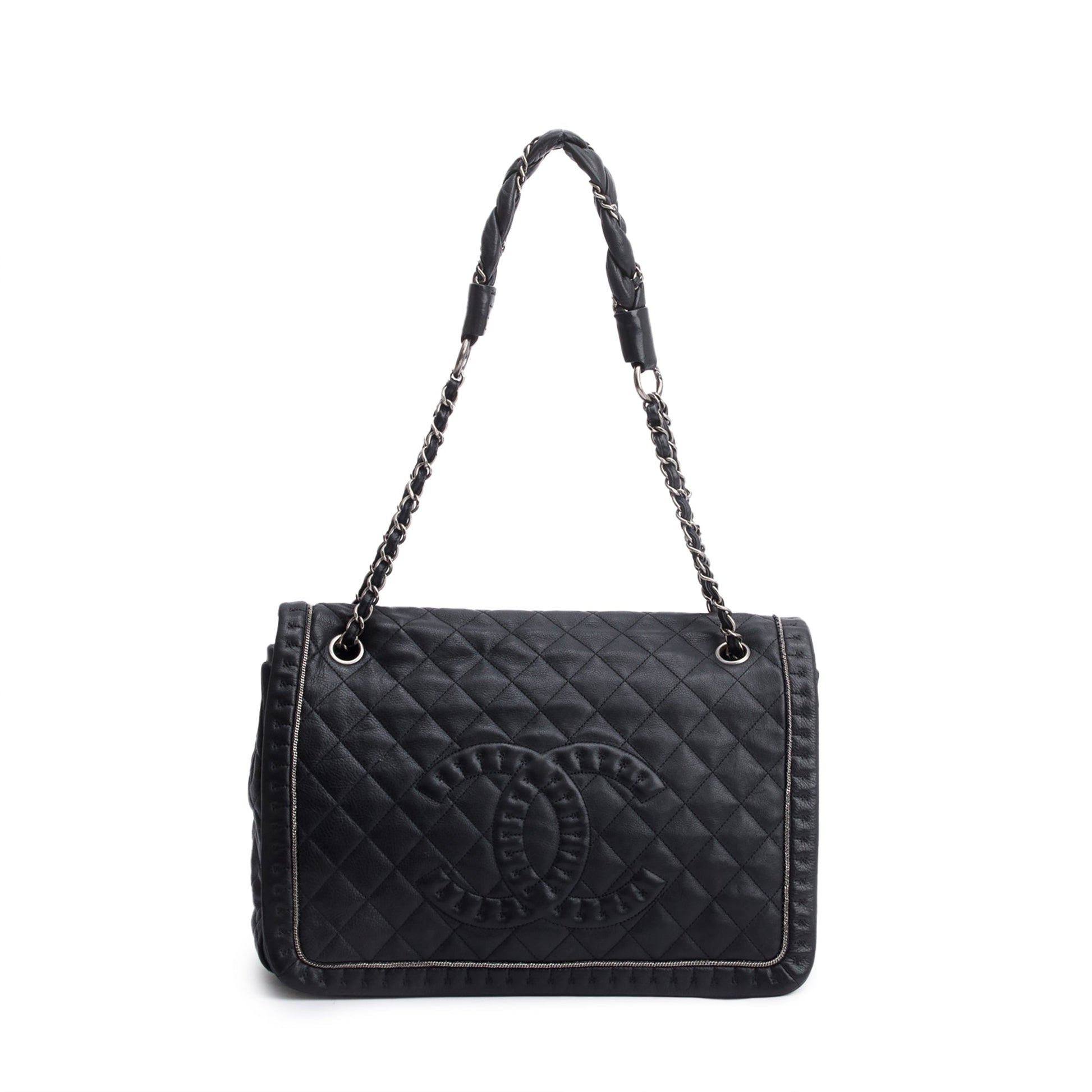 Chanel Caviar Istanbul Flap Leather Black Travel Bag