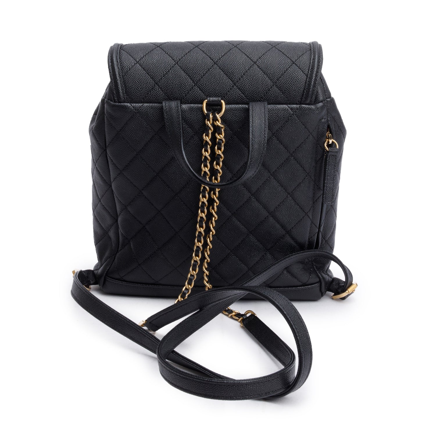Chanel Quilted Caviar Filigree Backpack Leather Black Travel Bag