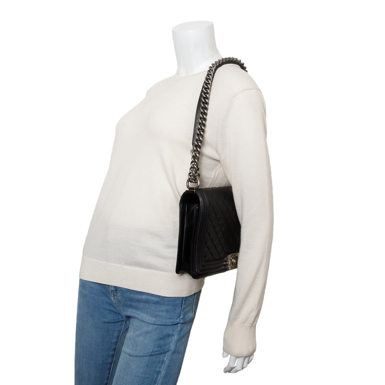 Chanel Quilted Boy Leather Lambskin Black Travel Bag 7