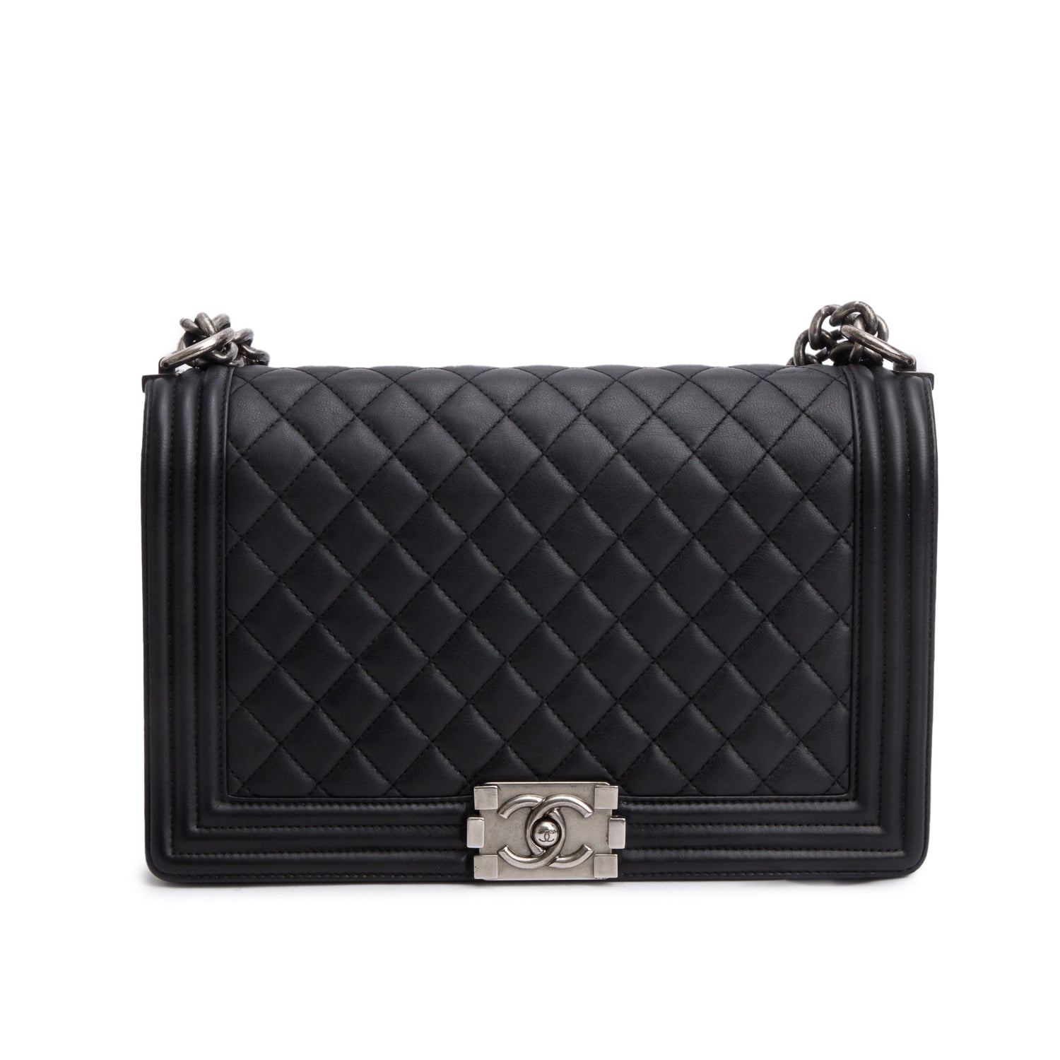Chanel Quilted Boy Leather Lambskin Black Travel Bag 7