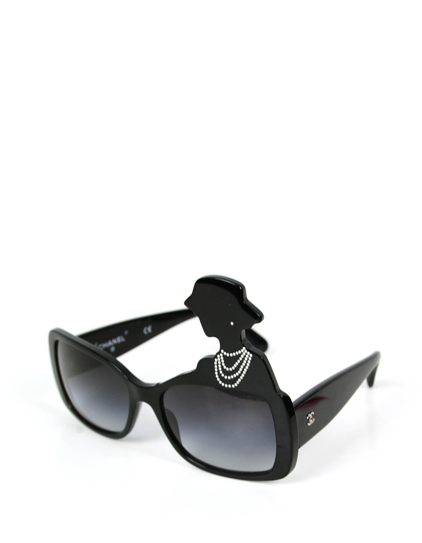 Chanel Black Acetate Coco Silhouette Sunglasses Bag