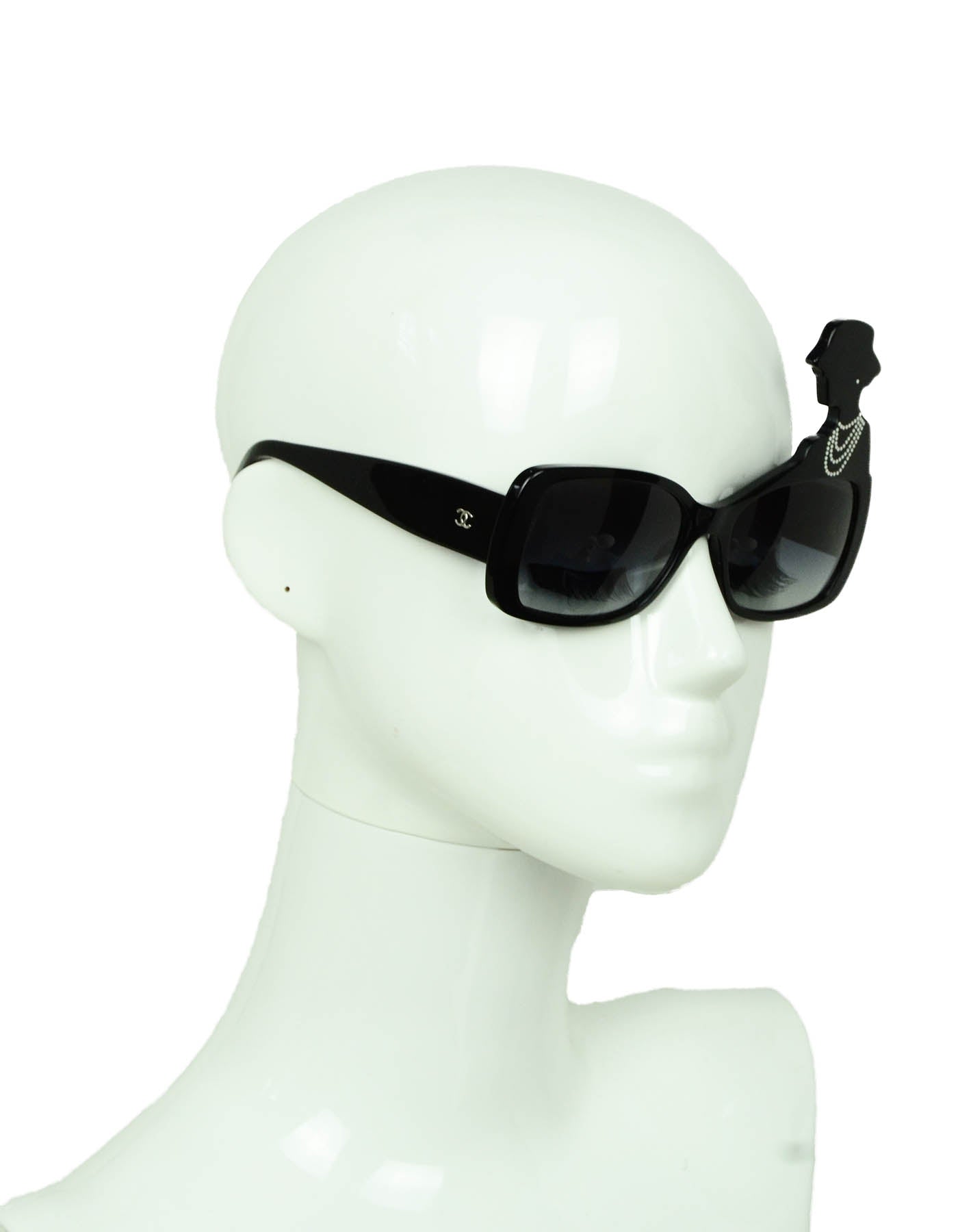 Chanel 2013 Black Acetate Coco Silhouette Sunglasses
