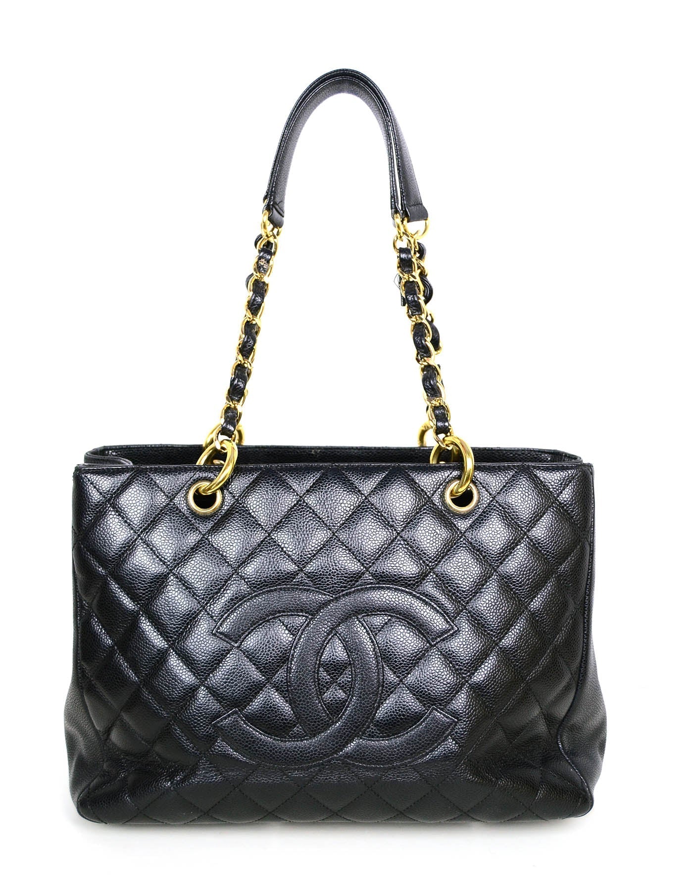 Chanel Black Caviar Leather Quilted Grand Shopper Gst Women Shoes