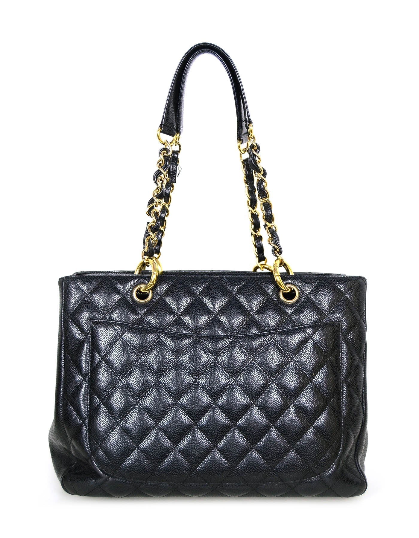 Chanel Black Caviar Leather Quilted Grand Shopper Gst Women Shoes
