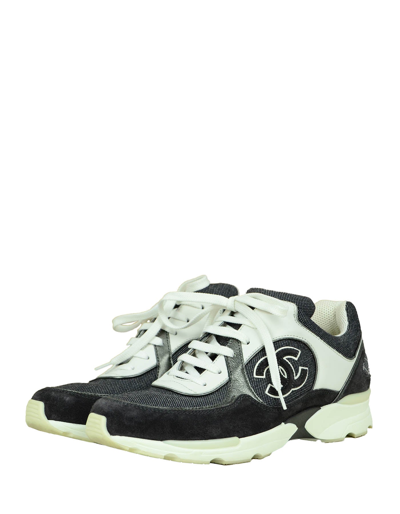 Chanel Black/white CC Trainers Sneakers Sz 38 for Women