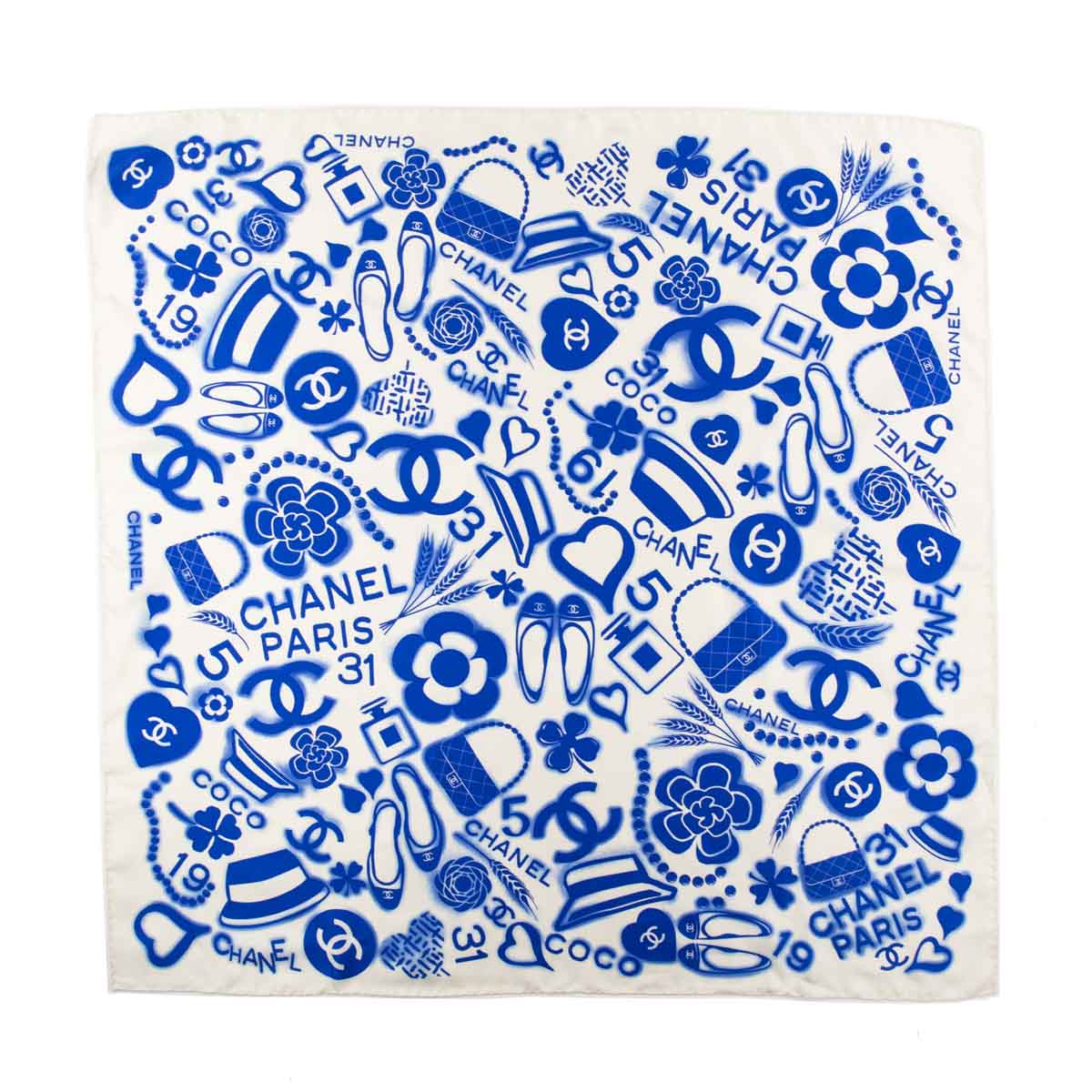 Chanel Blue Silk CC Icon Scarf Women Shoes