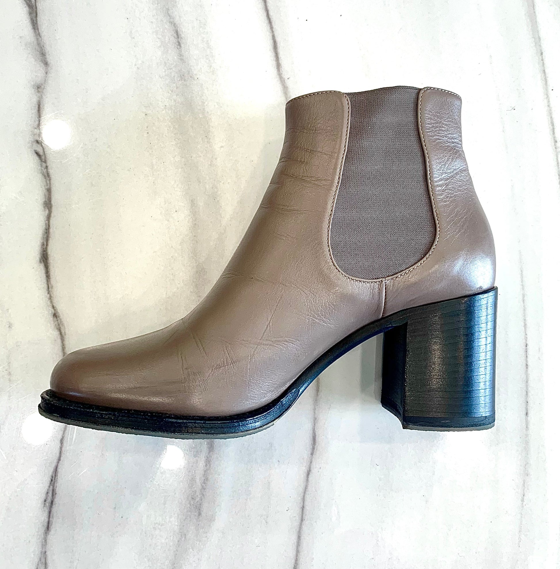 Chanel Brown Leather Chunky Heel Boots for Women