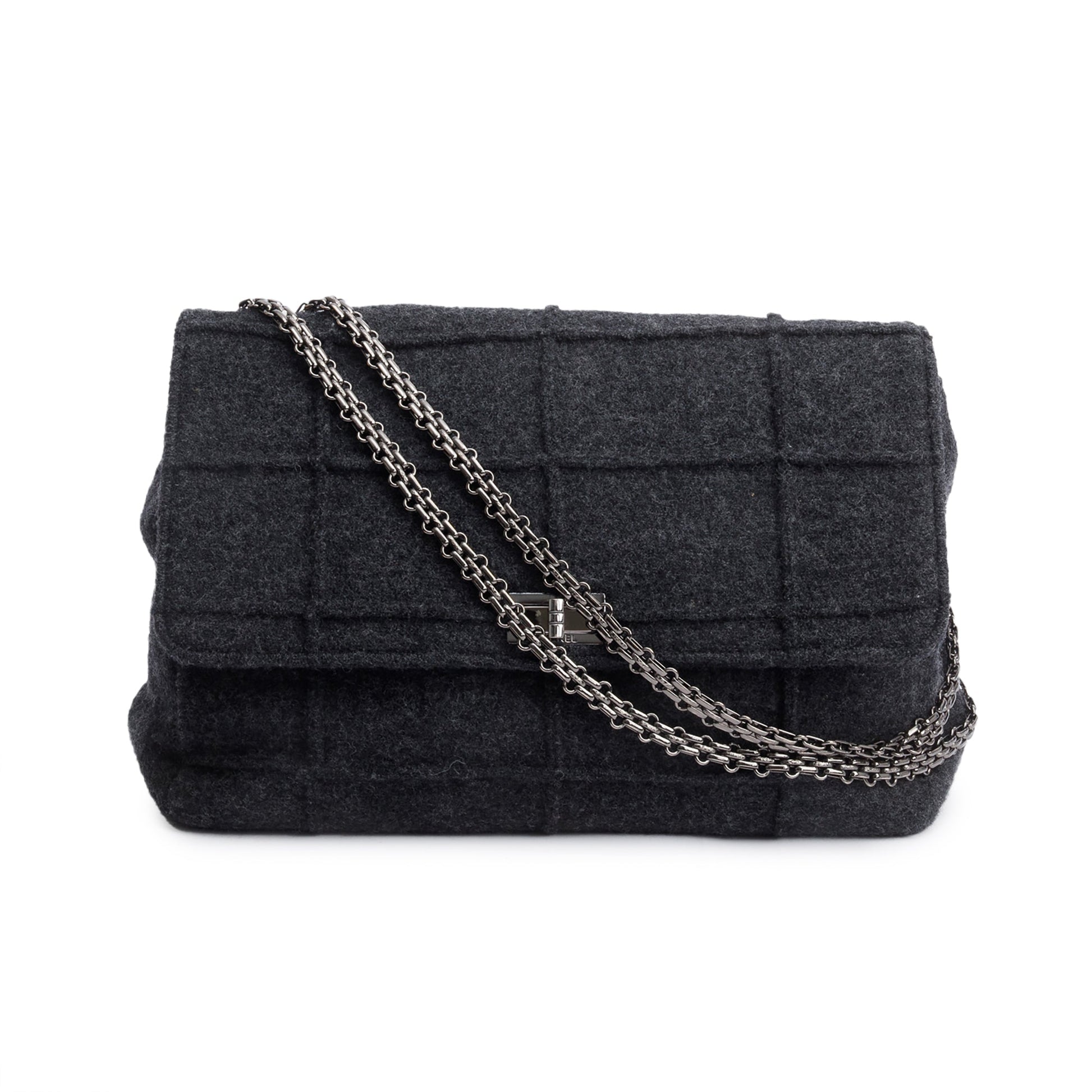 Chanel Wool Identification Reissue Flap Grey Travel Bag