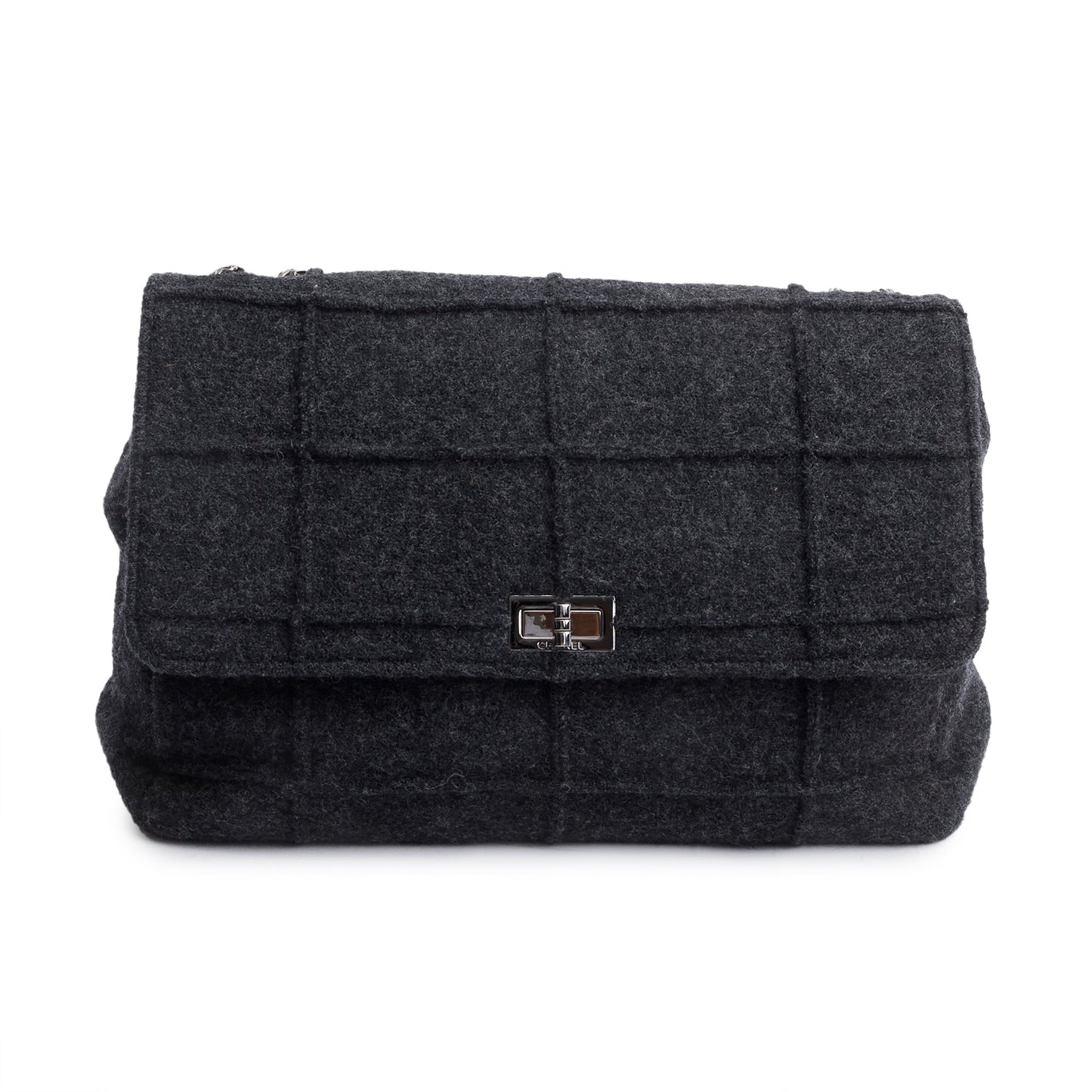Chanel Wool Identification Reissue Flap Grey Travel Bag